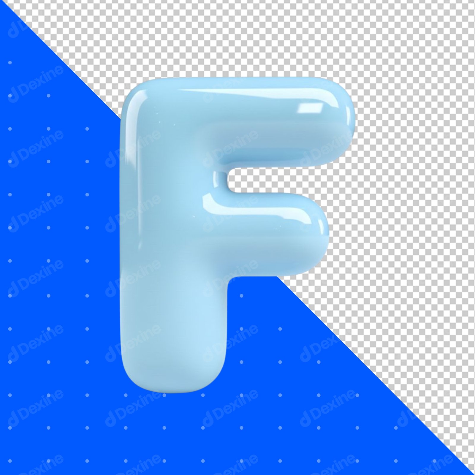 3D Bubble Font Letter F Pastel Blue PNG Cutout