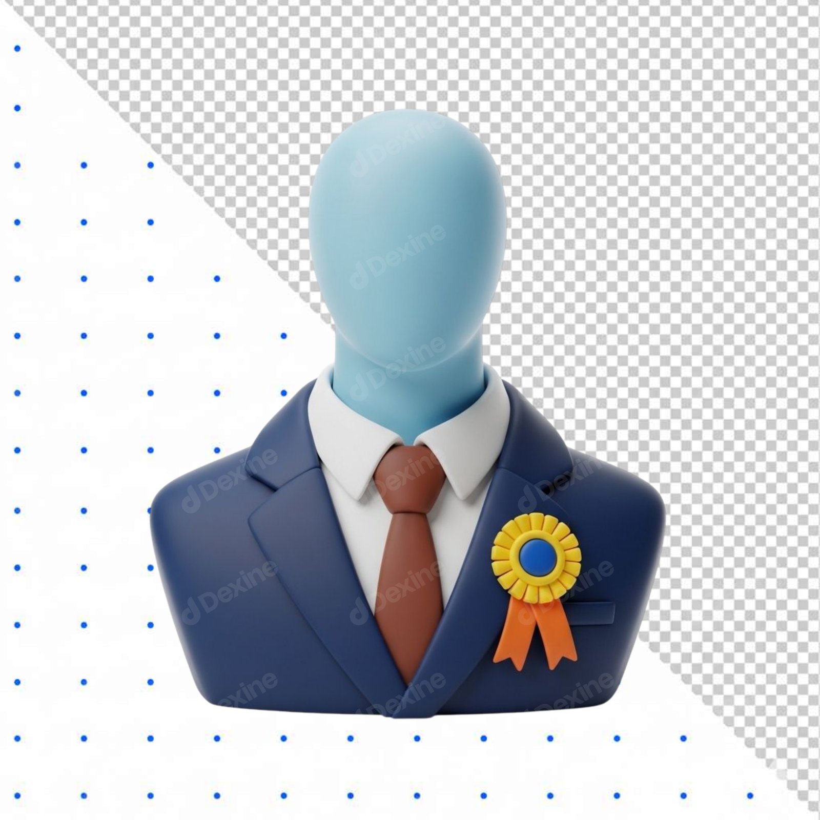 3D Business Avatar Bust With Award Badge Transparent PNG