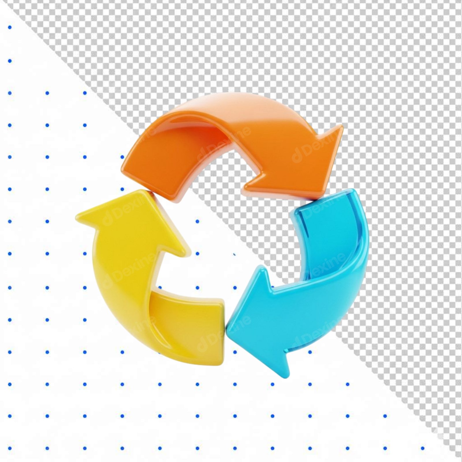 3D Colorful Recycling Symbol Icon Isolated On Transparent Background