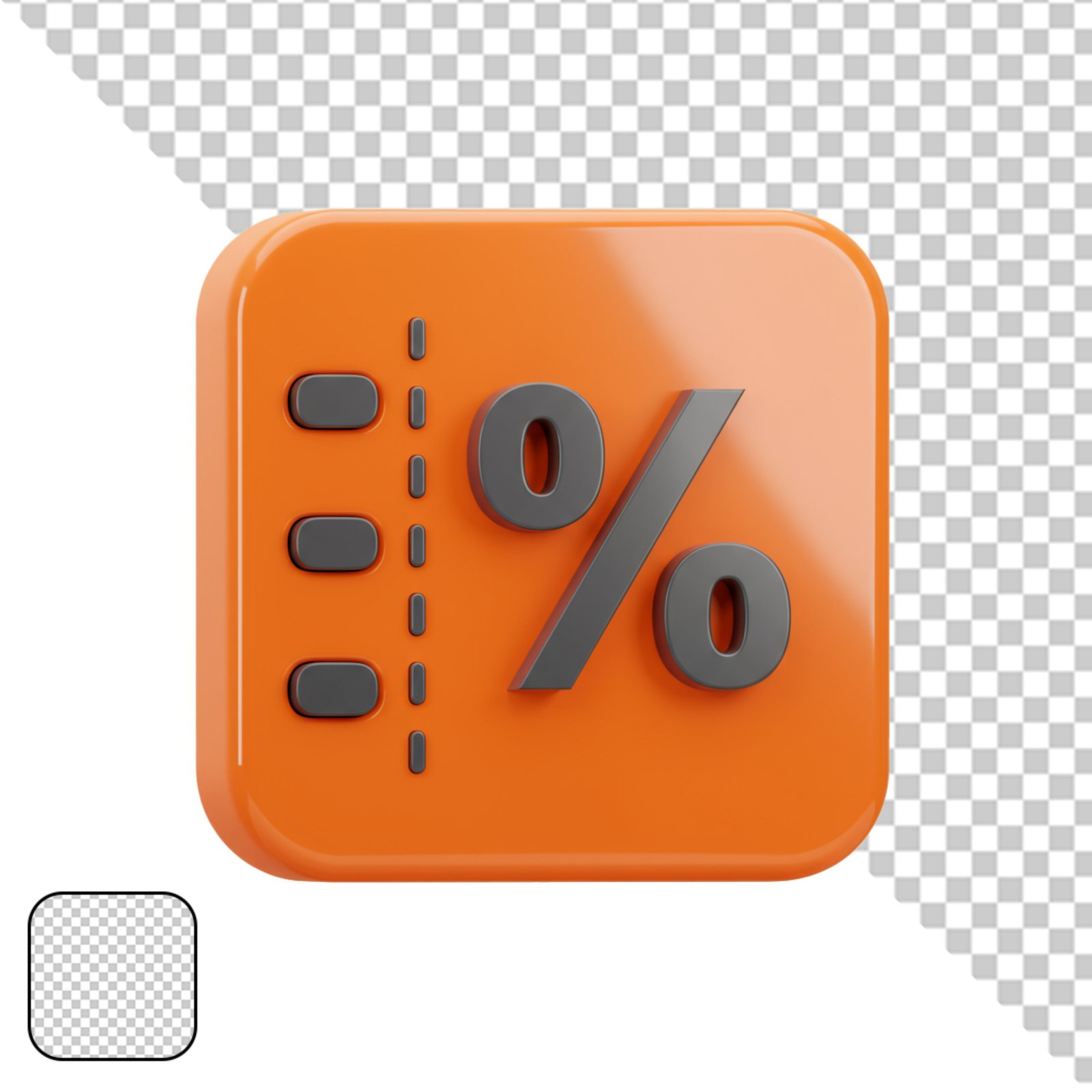 3D Discount Coupon Percent Symbol Icon Isolated Transparent