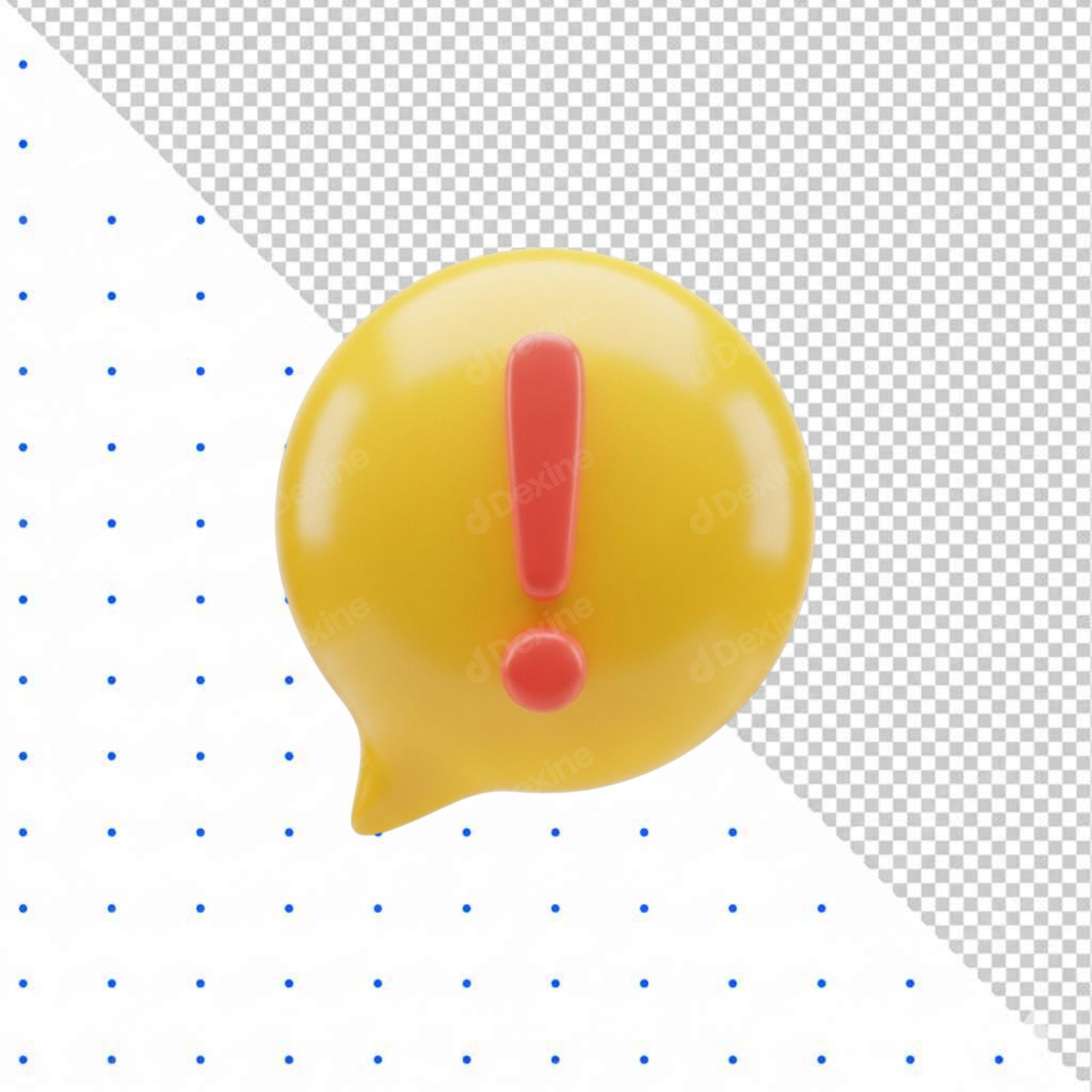 3D Exclamation Mark Alert Notification Bubble Icon Transparent PNG
