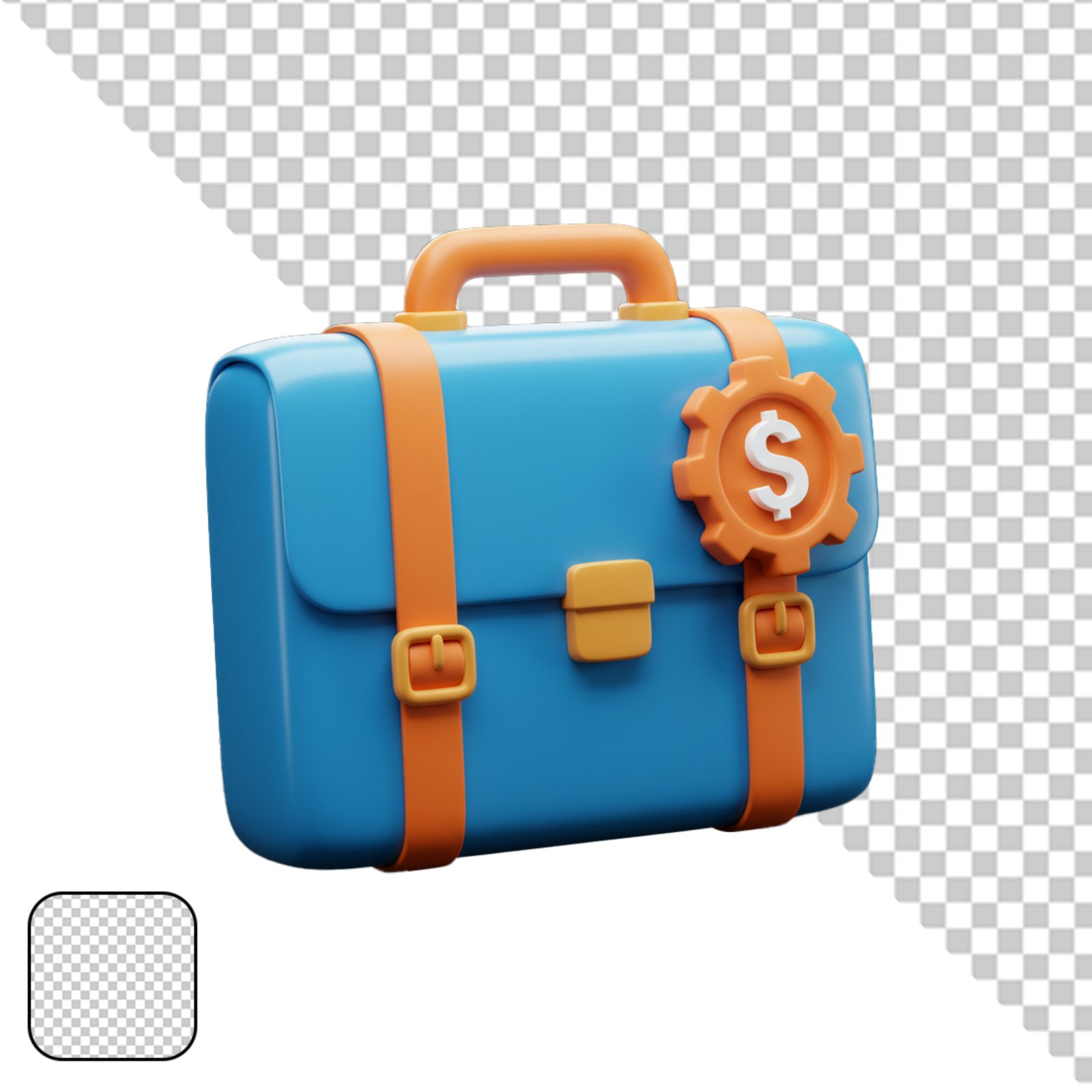 3D Finance Briefcase With Dollar Gear Icon PNG