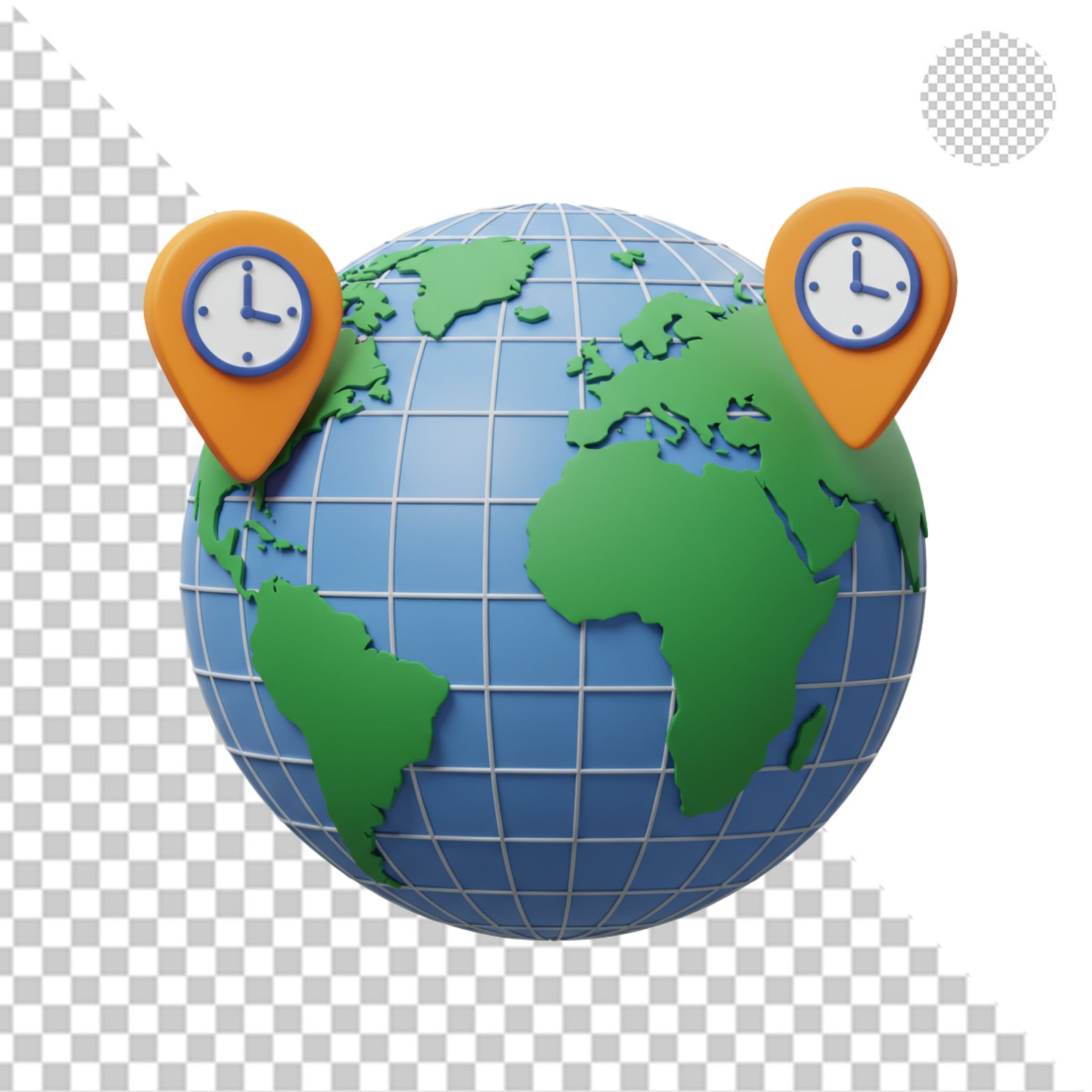 3D Globe Earth With World Time Zone Clocks Transparent PNG