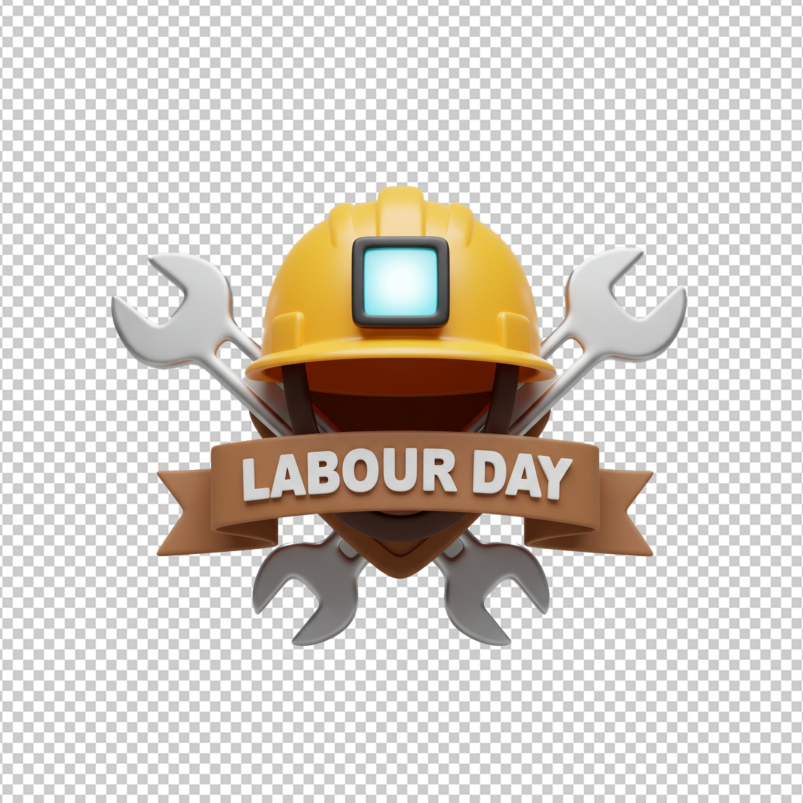 3D Labour Day Hard Hat And Wrenches With Transparent Background PNG