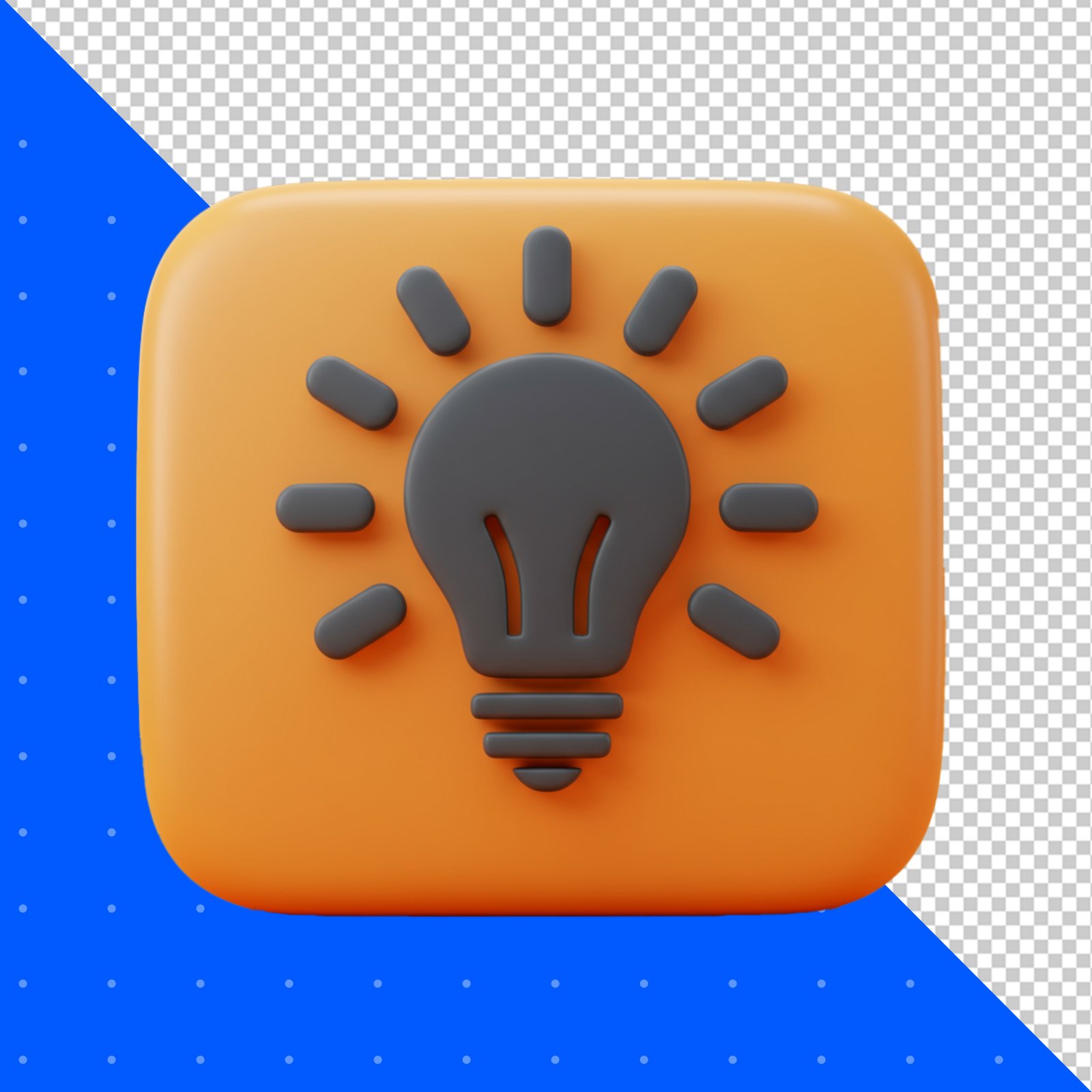 3D Light Bulb Idea Icon On Transparent Background