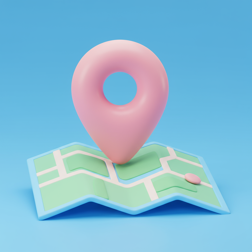 3D Location Map Pin On Stylized Navigation Map