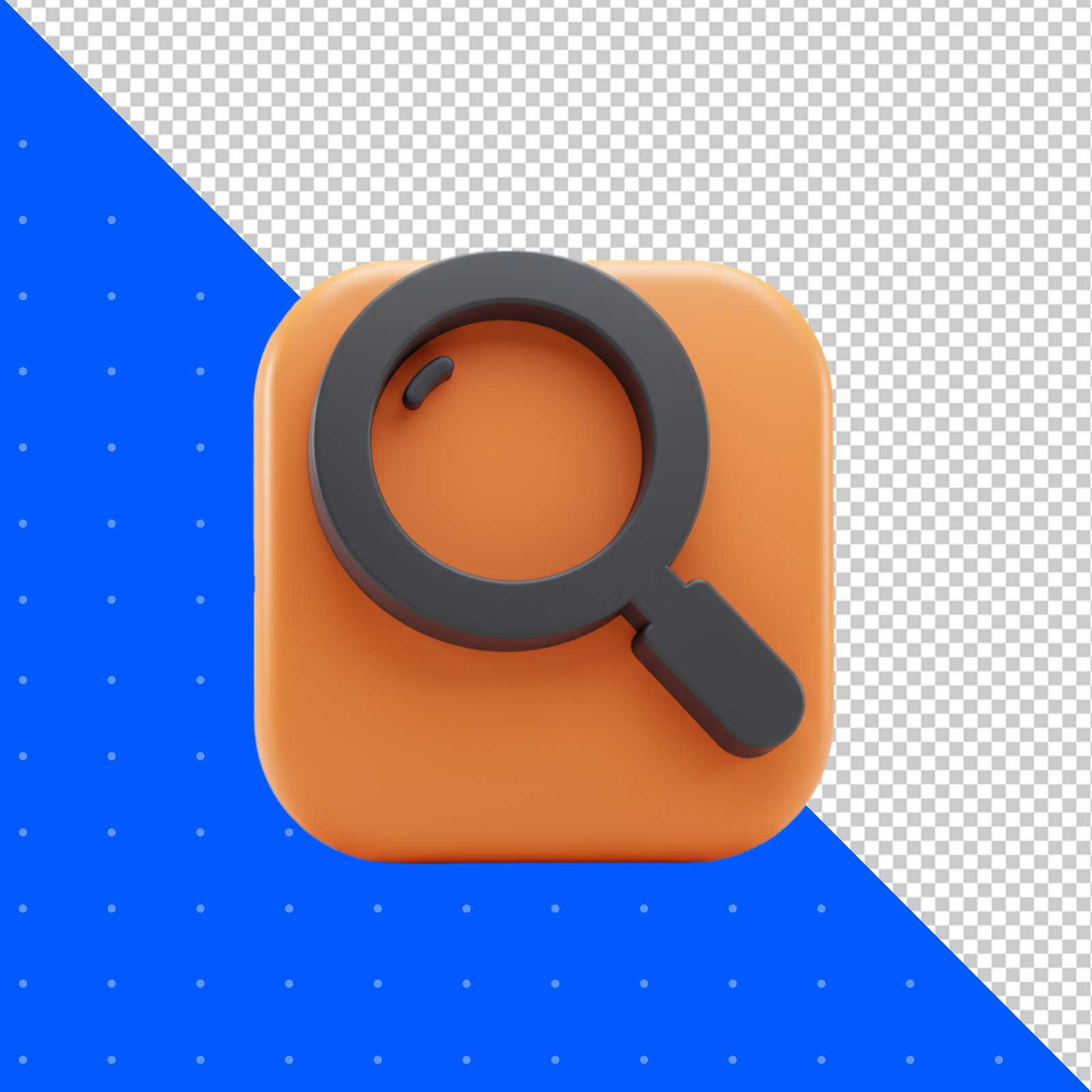 3D Magnifying Glass Search Icon With Transparent Background