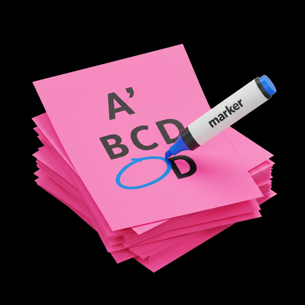3D Marker Highlighting D On Pink Paper Stack
