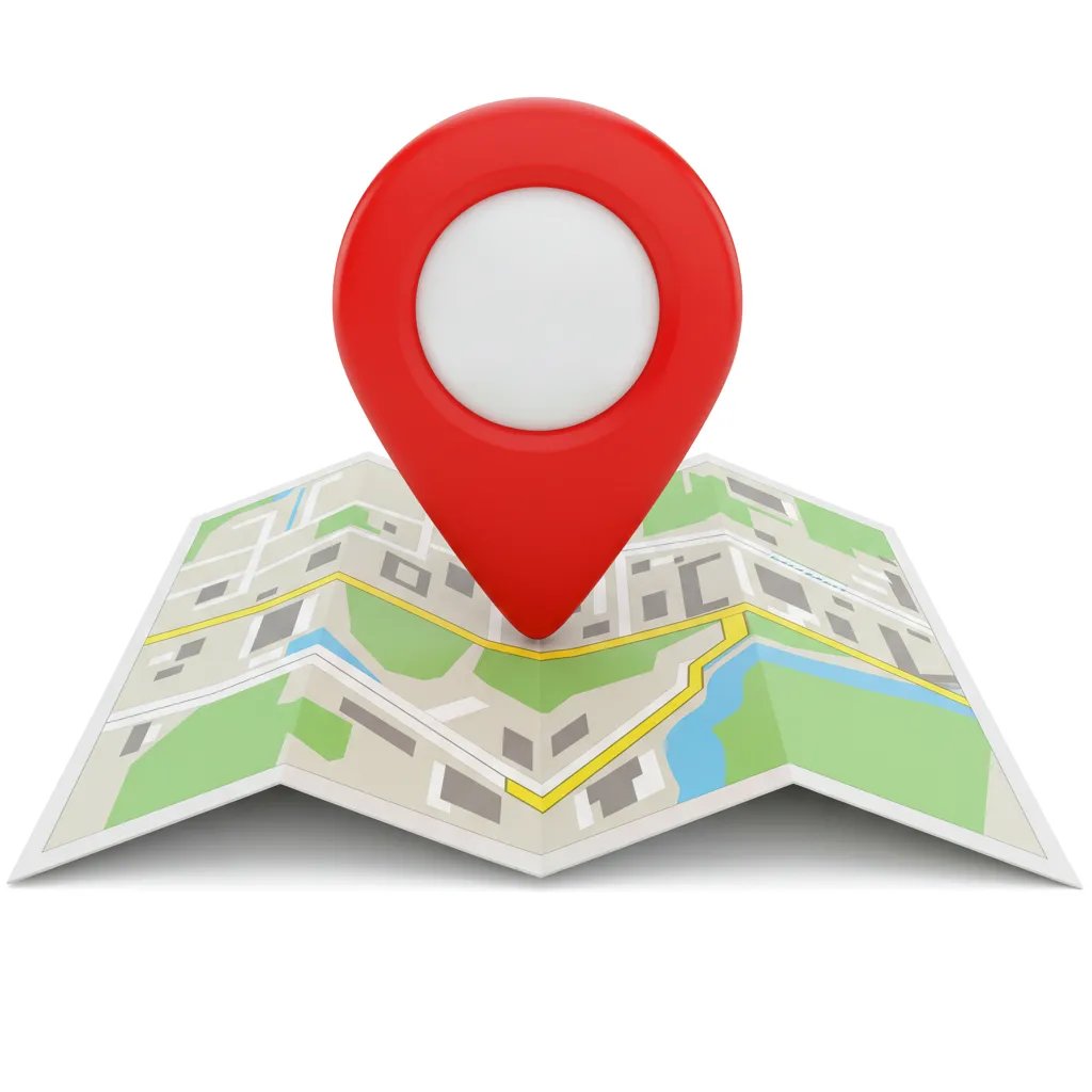 3D Red Map Pointer Pin Icon On Navigation Map