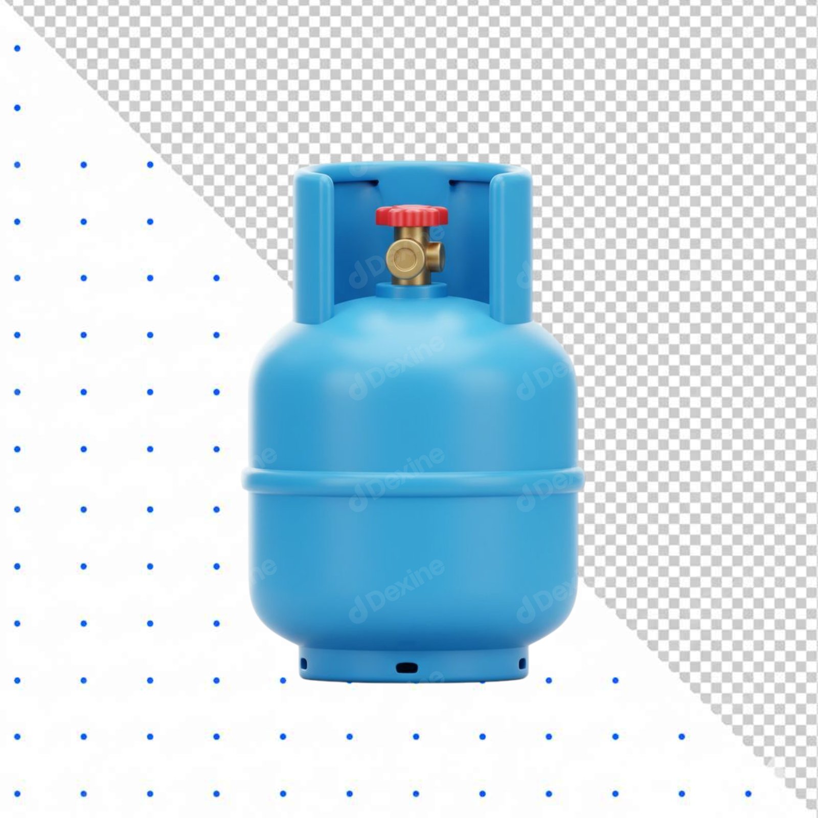 3D Render Blue Gas Cylinder PNG Isolated On Transparent Background