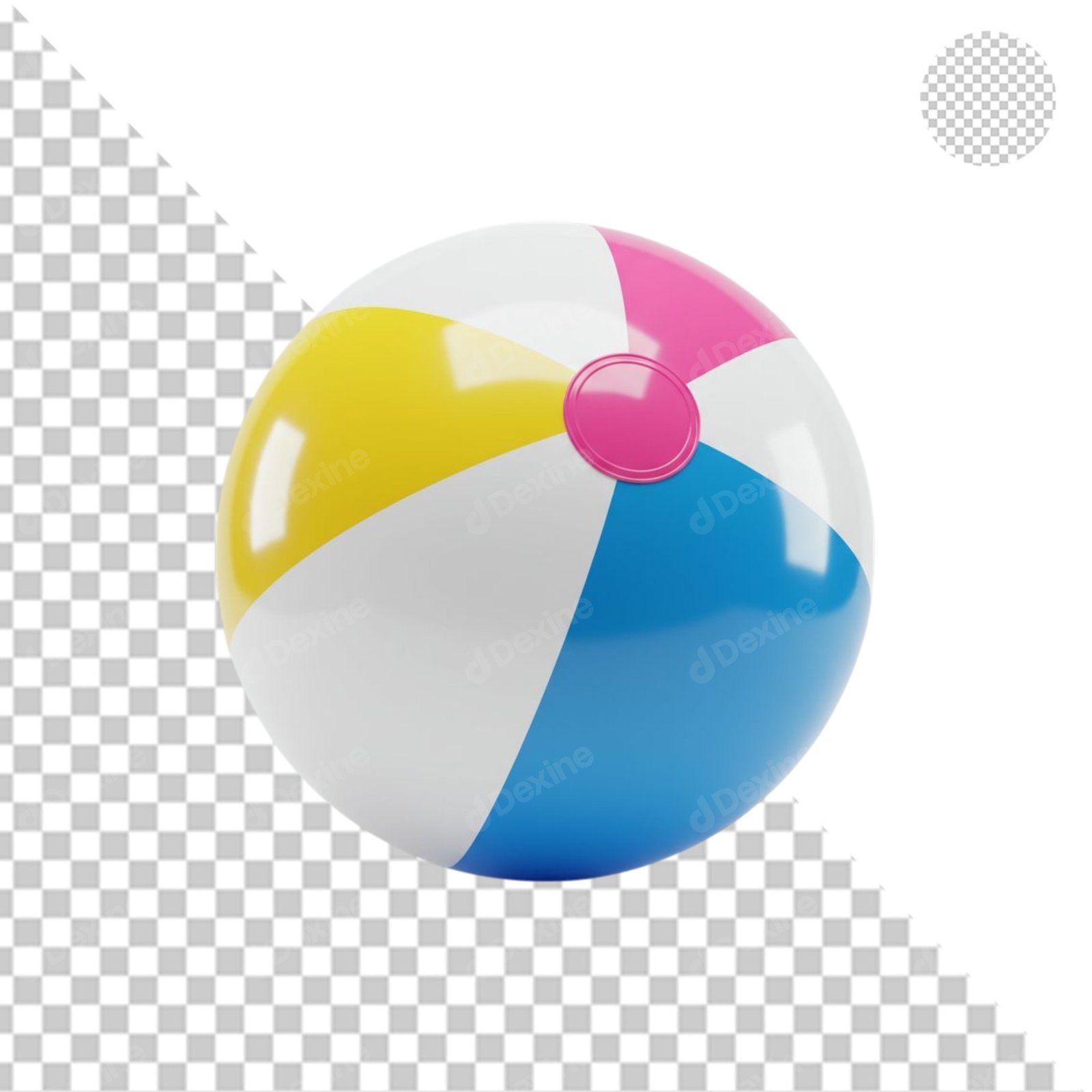 3D Rendered Colorful Beach Ball With Transparent Background