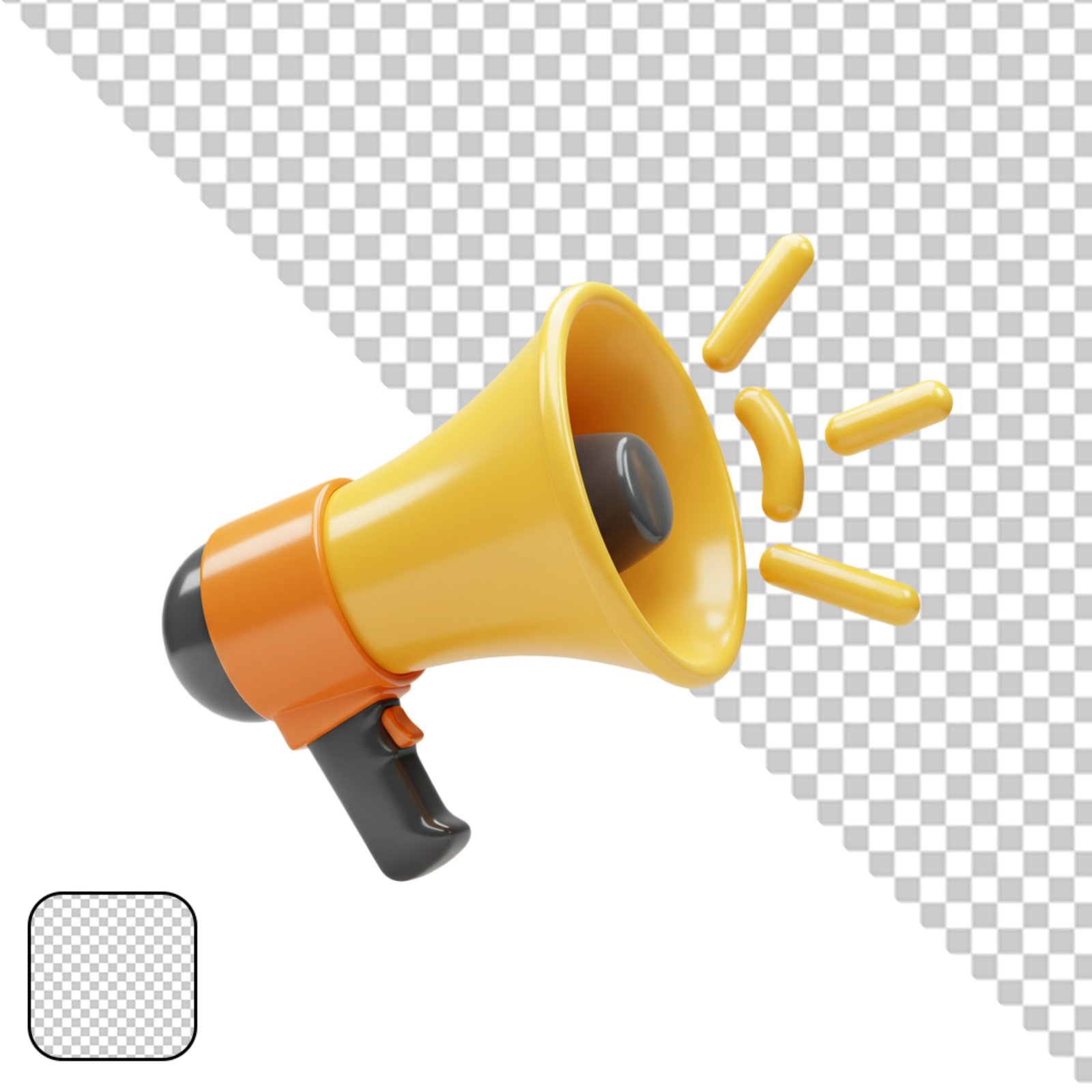 3D Rendered Megaphone With Sound Waves Announcement Icon PNG