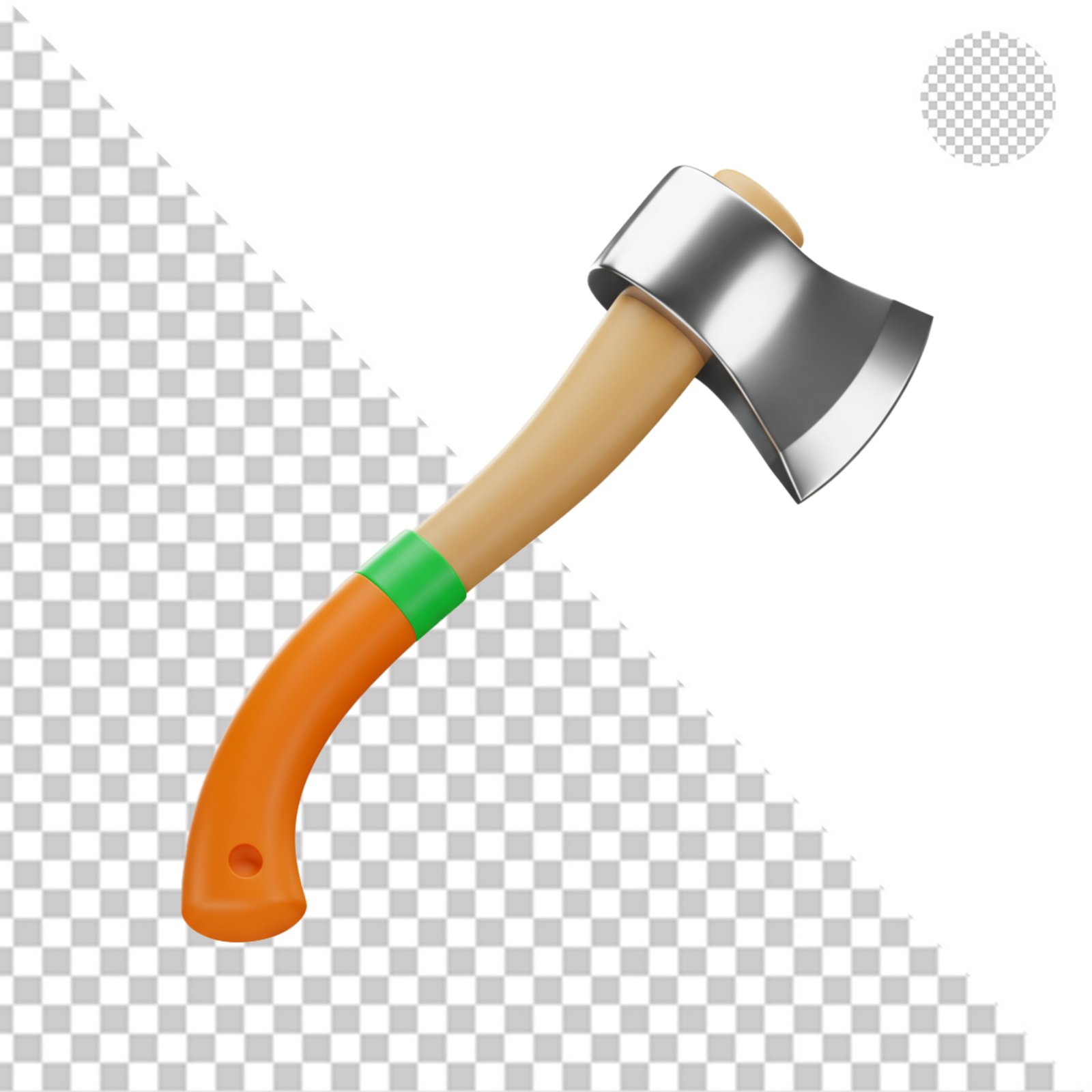 3D Rendered Stylized Axe With Transparent Background PNG