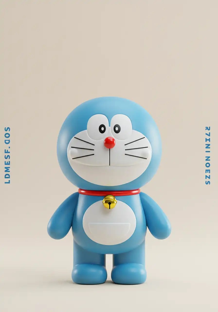 3D Rendering Of A Cute Doraemon Character Figurine