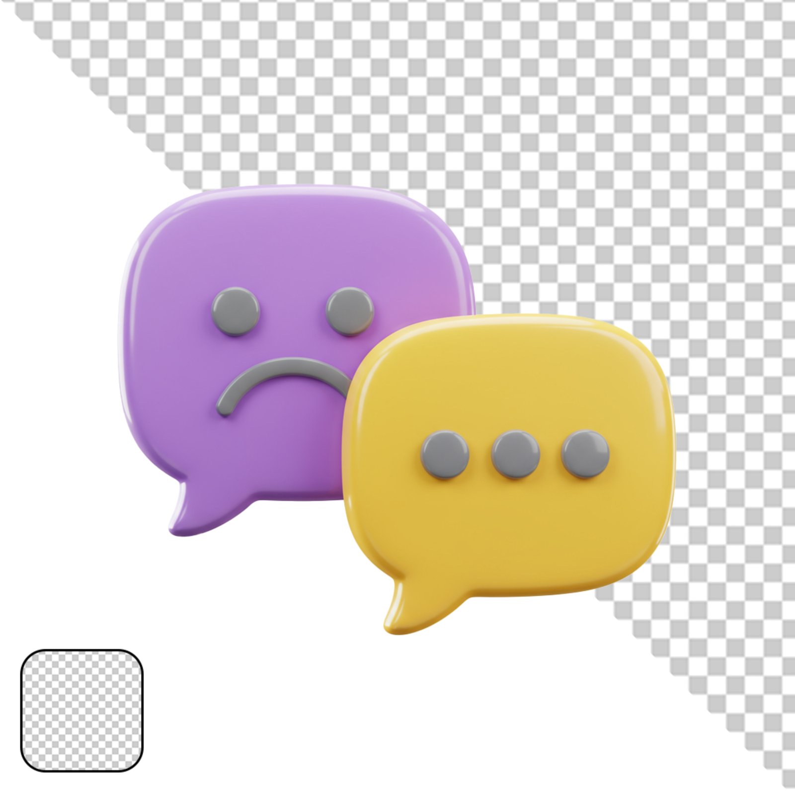 3D Sad Chat Bubble And Typing Message Transparent PNG