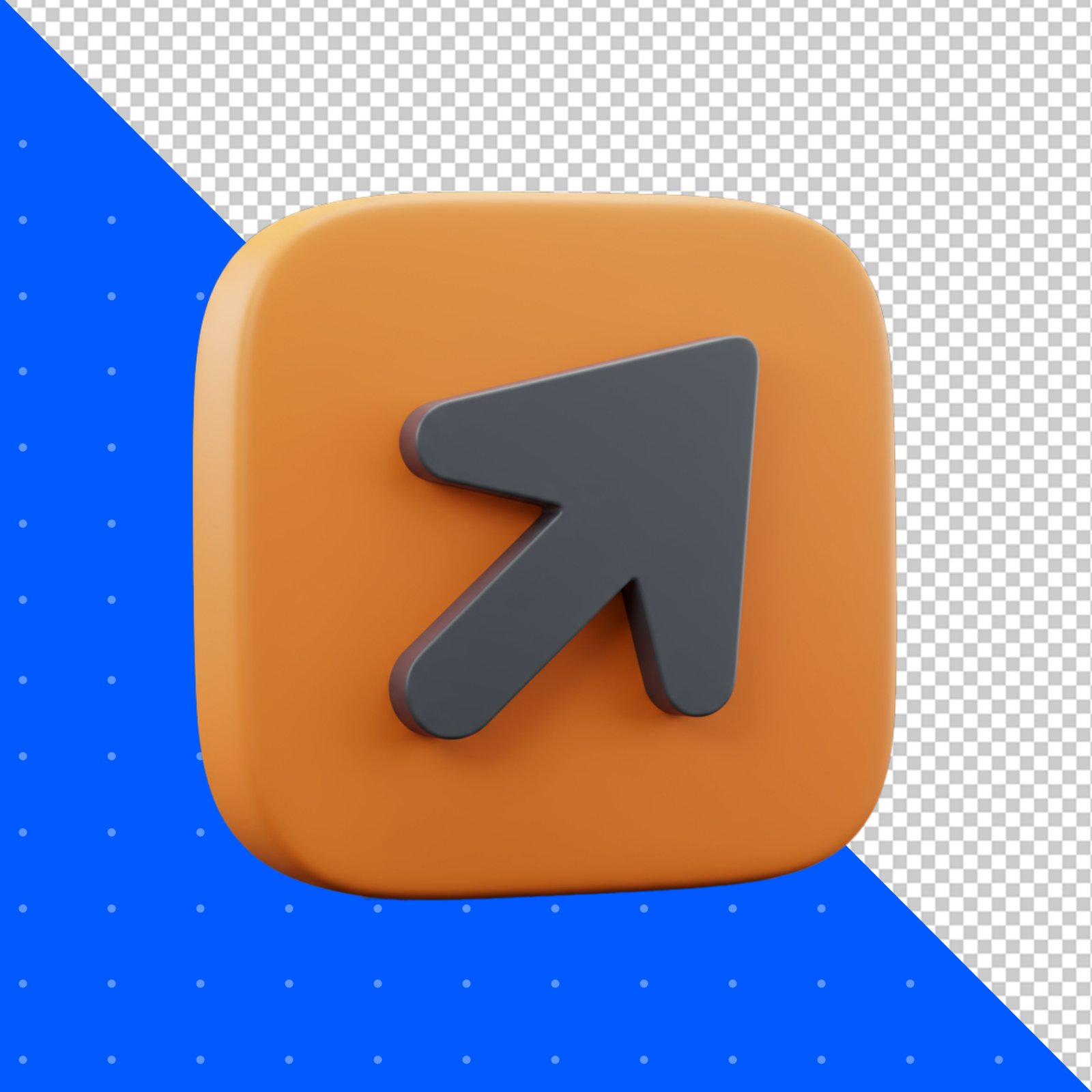 3D Share Arrow Icon On Orange Square With Transparent Background
