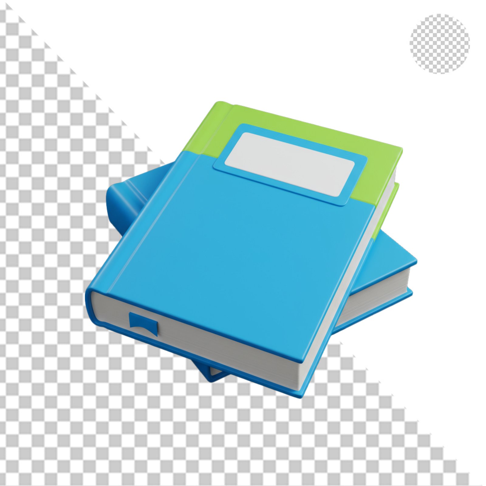 3D Stacked Blue Green Books PNG With Transparent Background