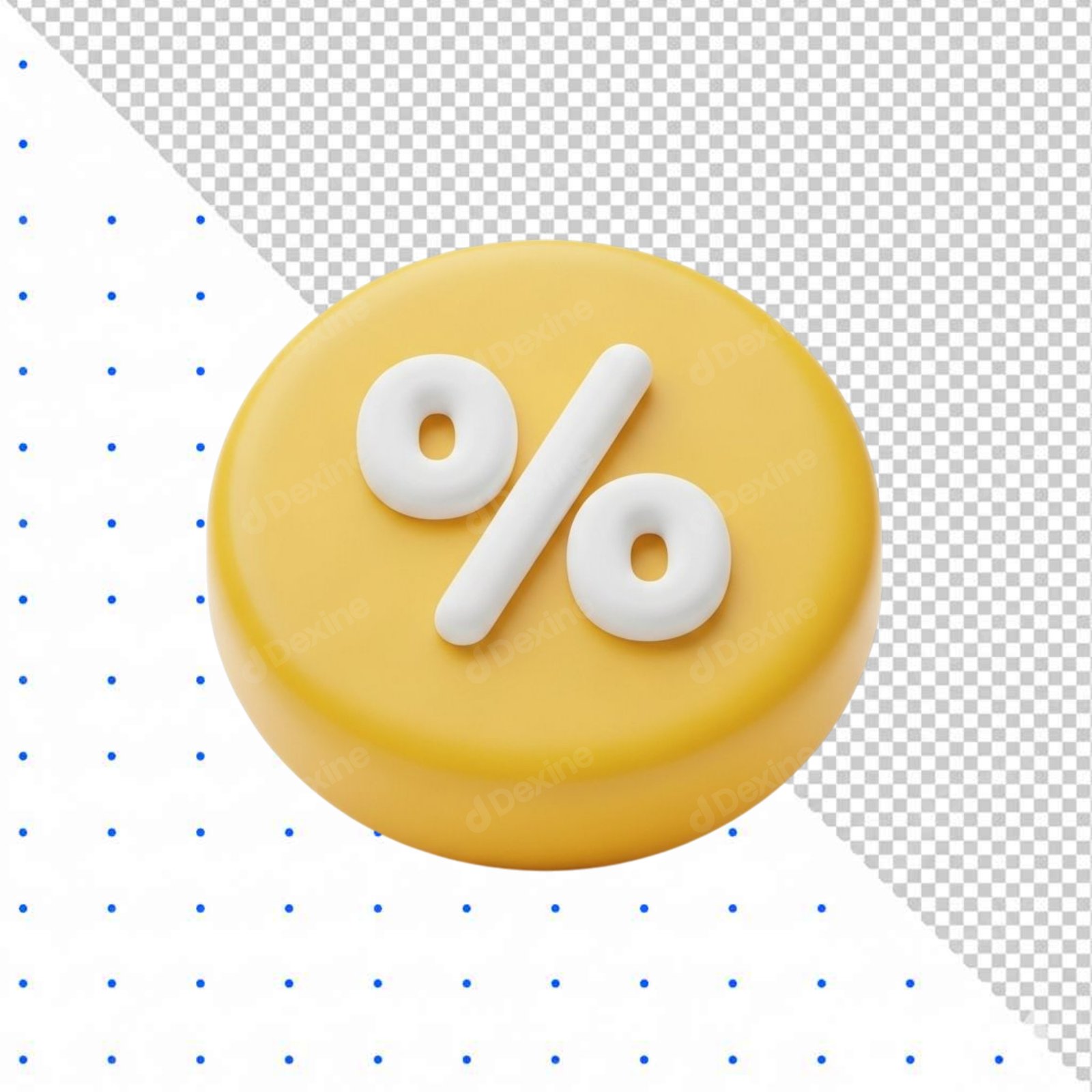 3D Yellow Percentage Icon Isolated Transparent Background PNG