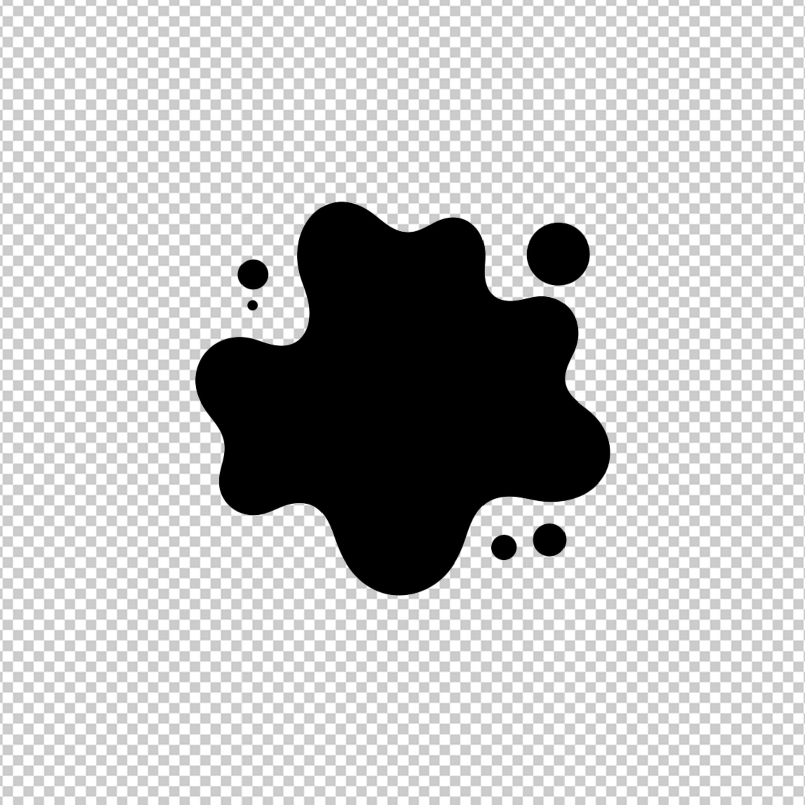 Abstract Black Liquid Blob Splatter Transparent PNG Element