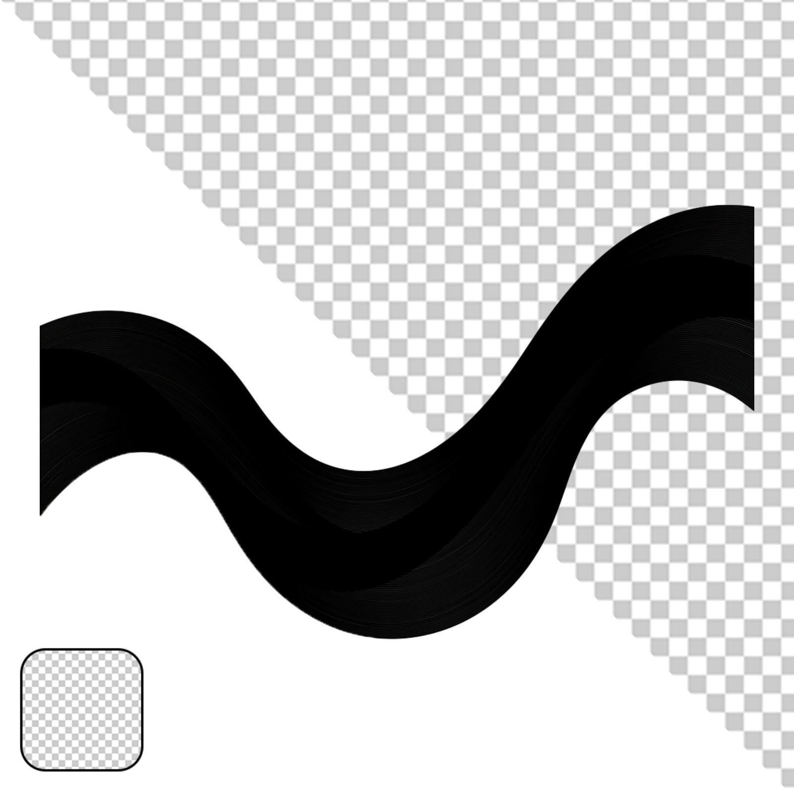 Abstract Black Wavy Curve Design Element With Transparent Background