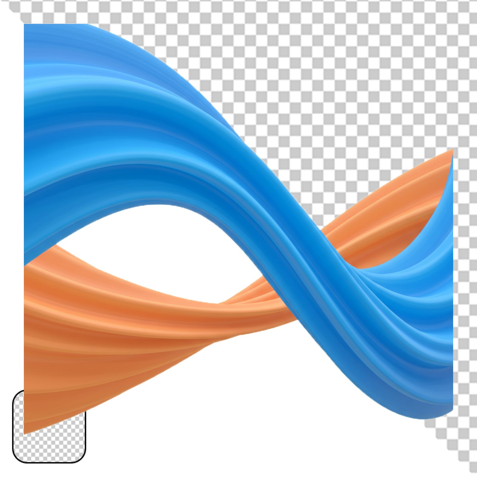 Abstract Blue Orange Intertwined Waves Transparent PNG Design Element