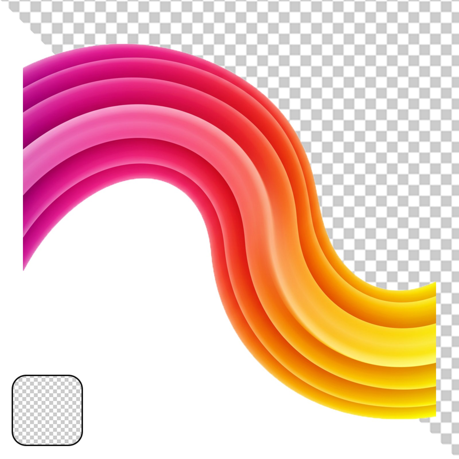 Abstract Colorful Gradient Wavy Line Design Element With Transparent Background