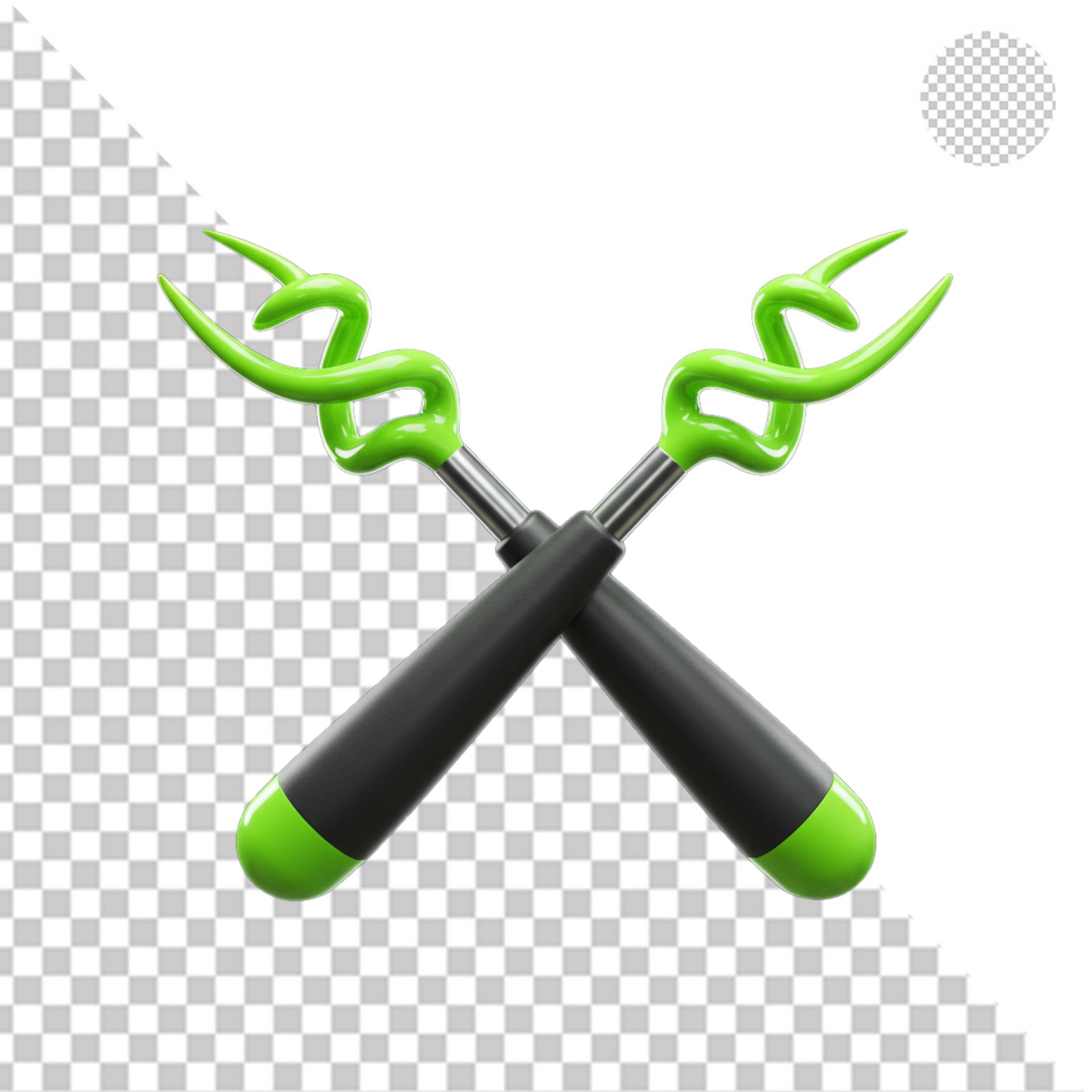 Abstract Green Wavy Handles Crossed X Shape Transparent PNG