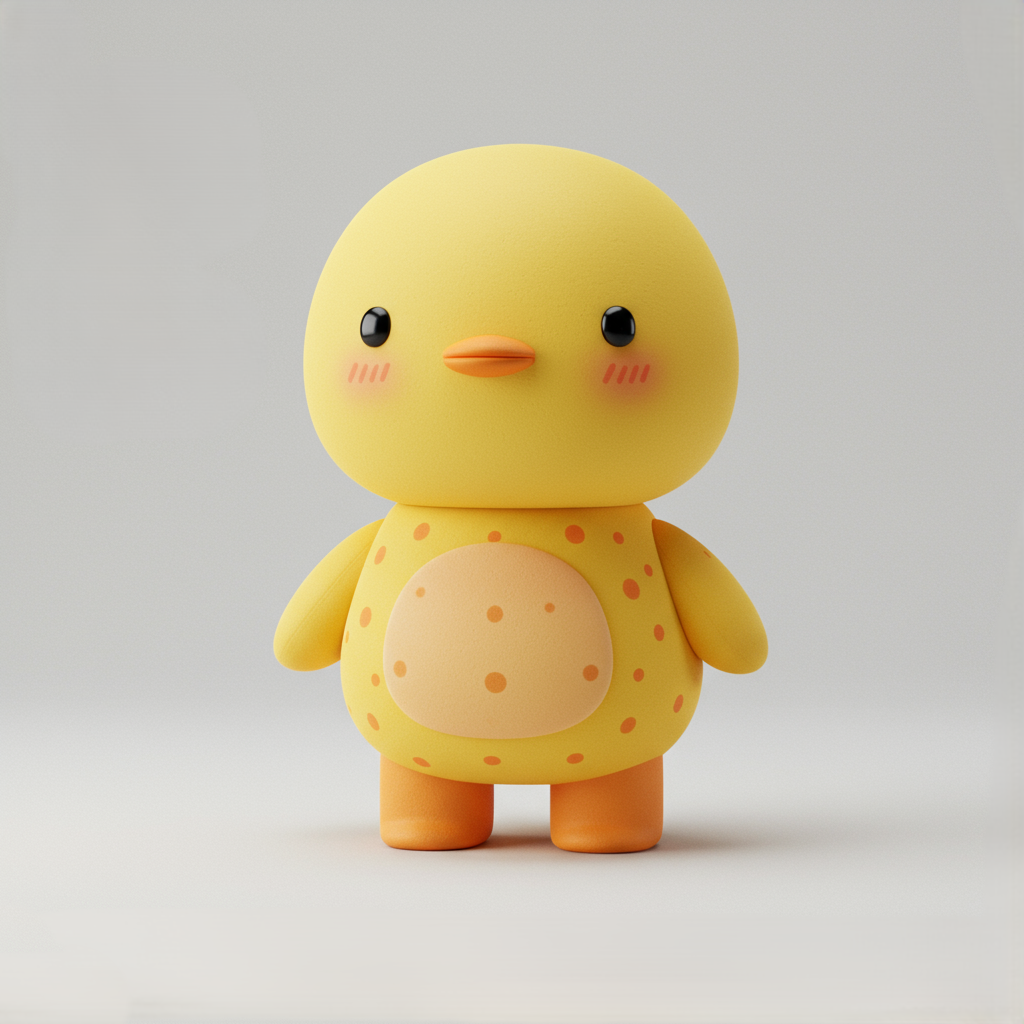 Adorable 3D Cartoon Yellow Chick Character With Rosy Cheeks