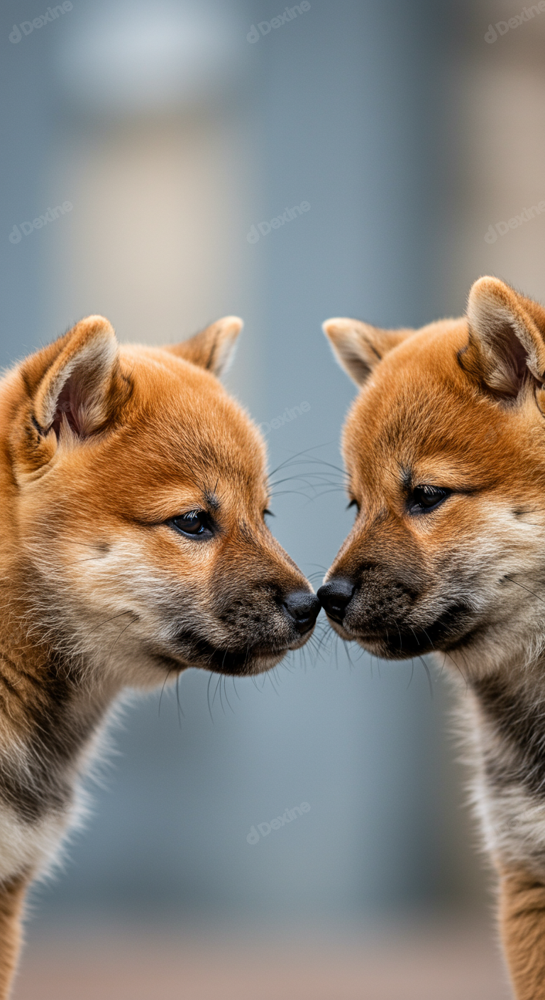 Adorable Shiba Inu Puppies Sharing A Sweet Moment