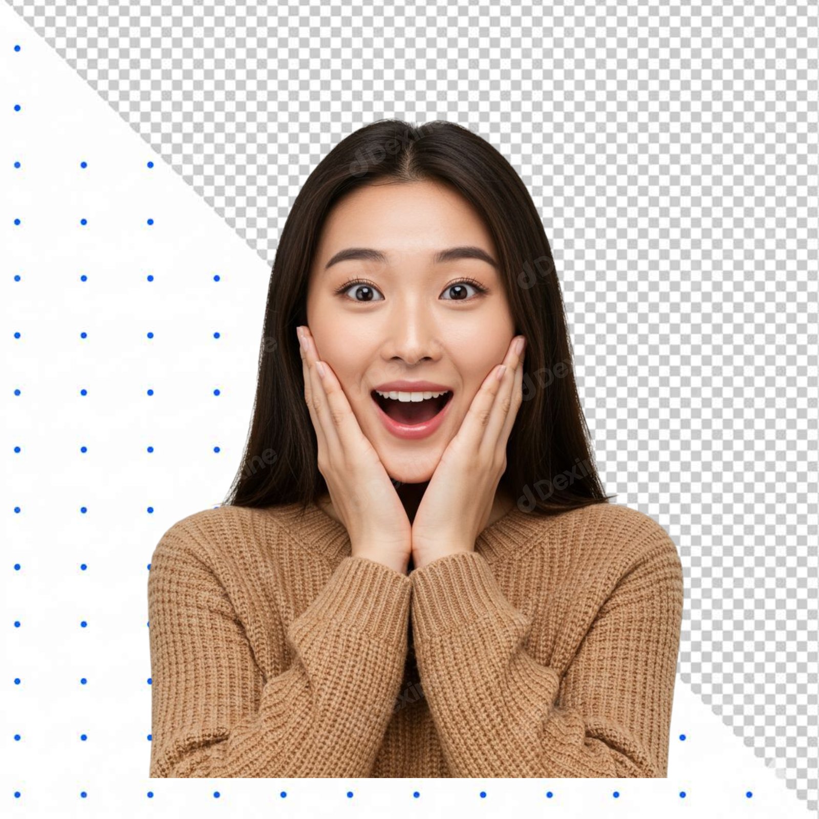 Amazed Young Asian Woman Cutout With Transparent Background