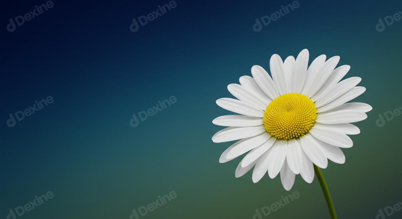 Beautiful White Daisy Flower On Elegant Gradient Background
