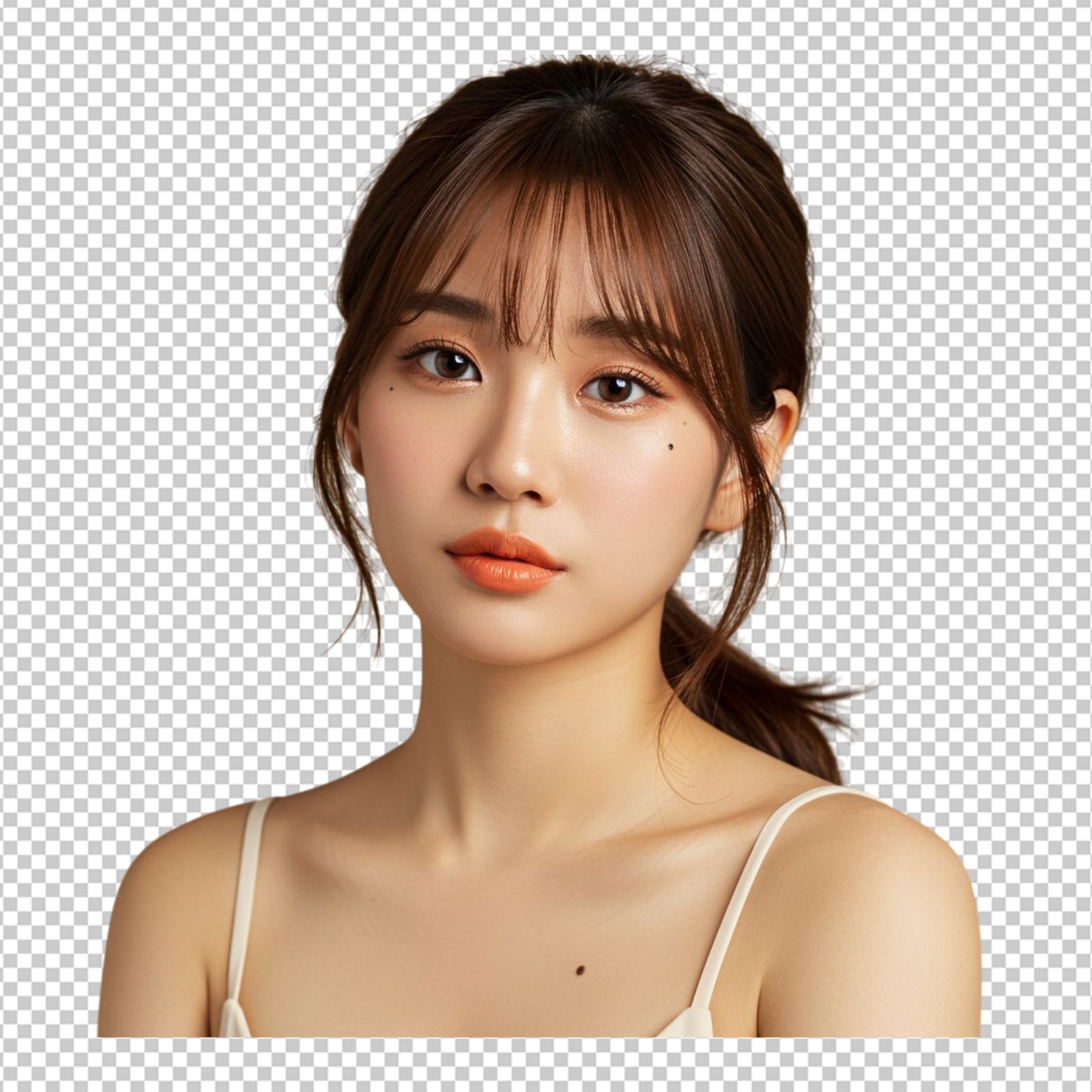 Beautiful Young Asian Woman Portrait Cutout With Transparent Background