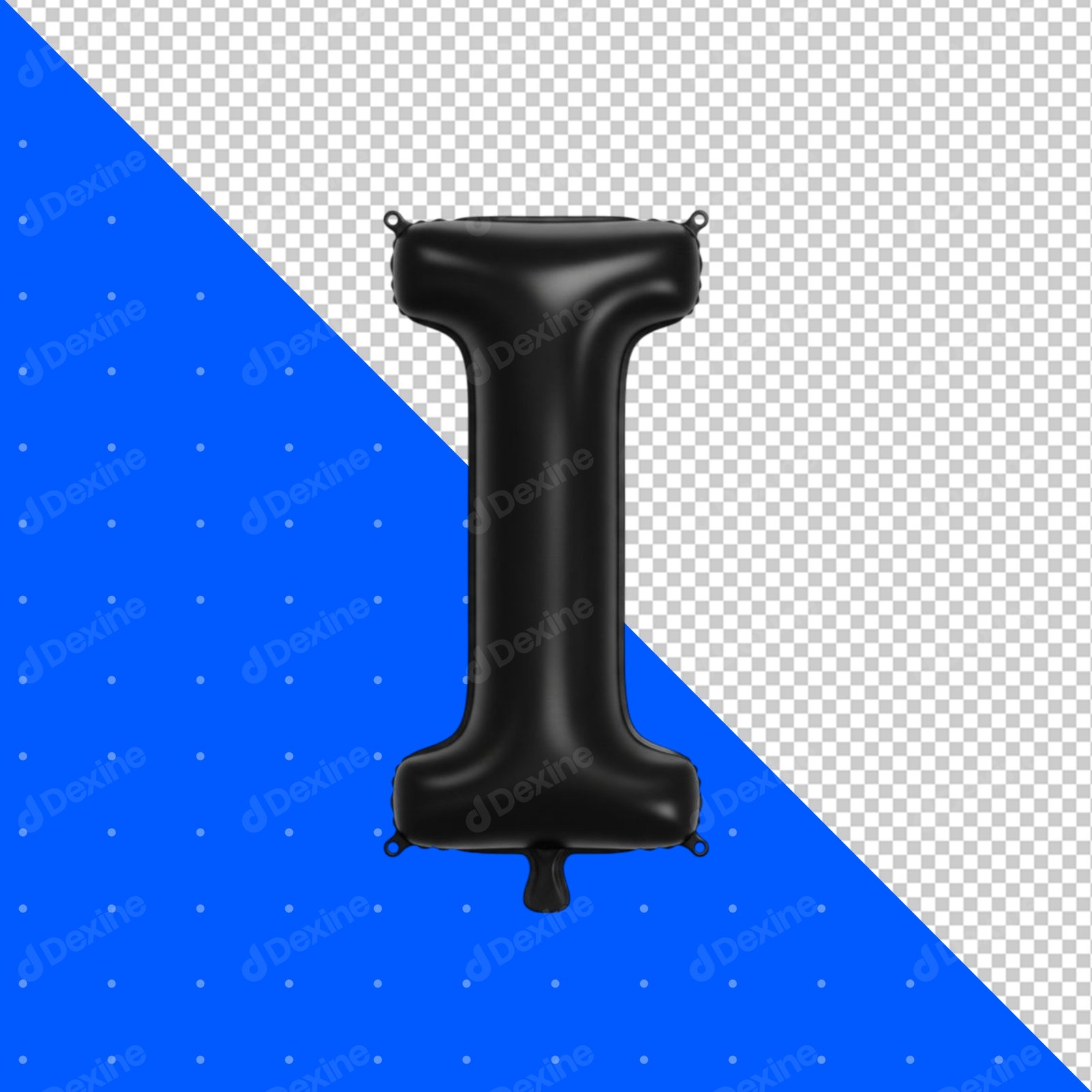 Black Foil Balloon Letter I Isolated For Celebration And Party Design