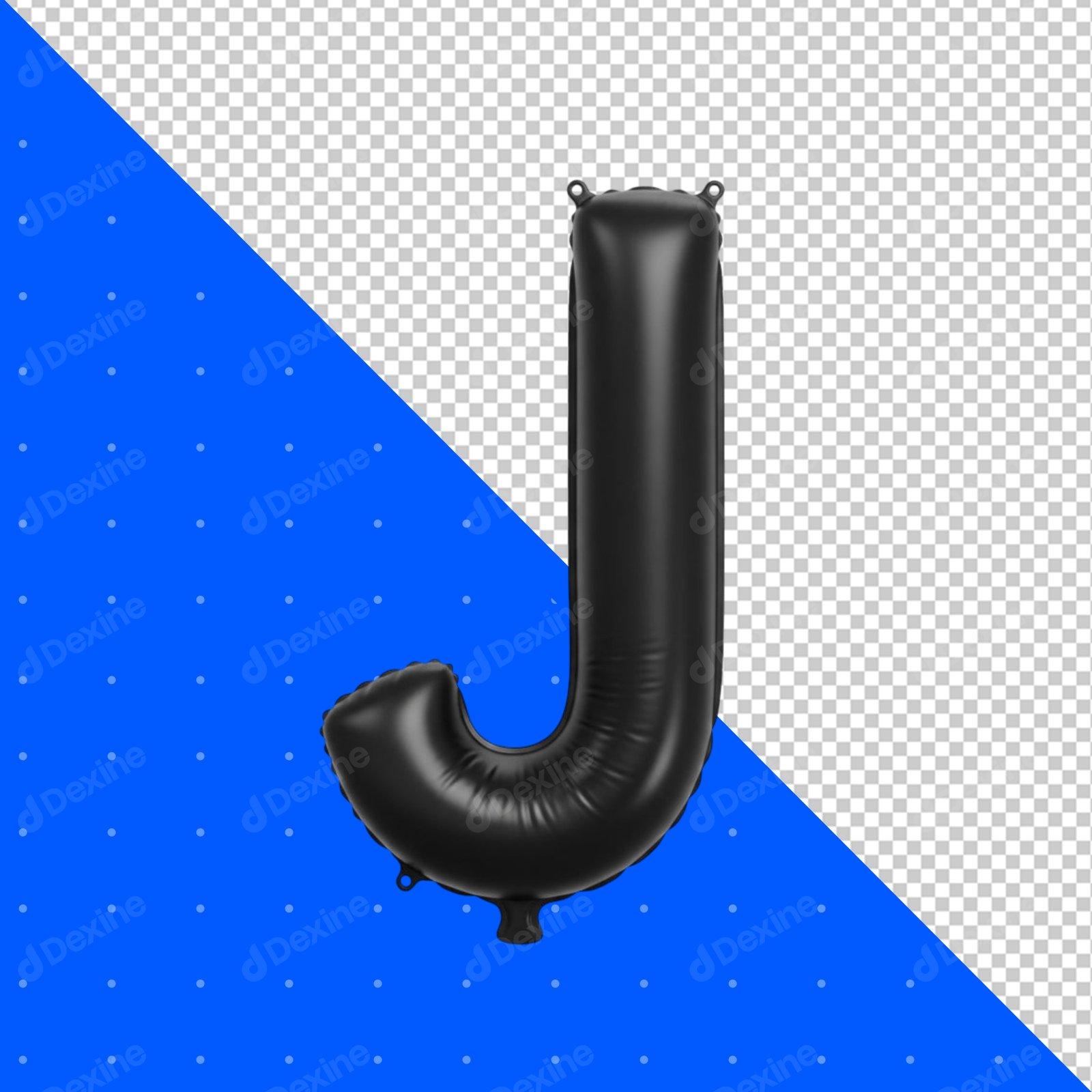 Black Foil Balloon Letter J Isolated Transparent PNG Element