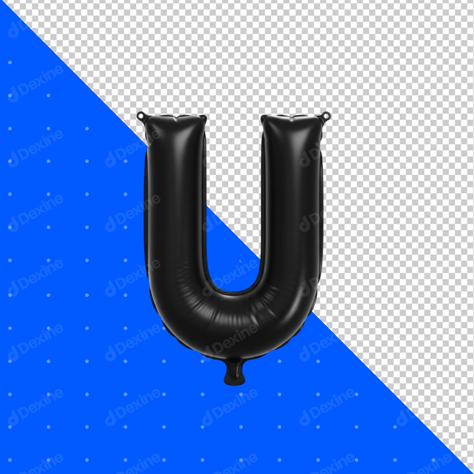 Black Foil Balloon Letter U Isolated Transparent PNG