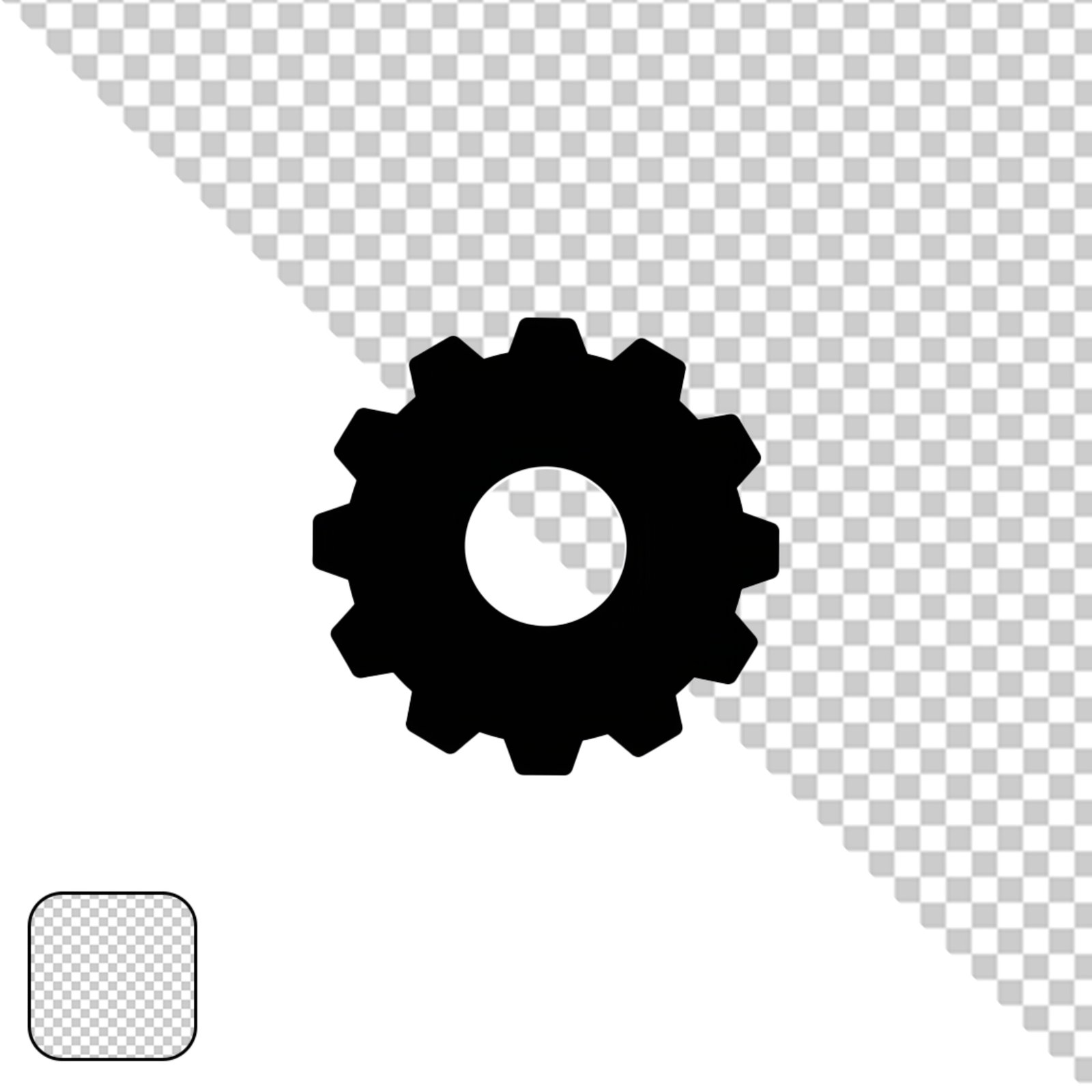 Black Gear Settings Icon PNG With Transparent Background