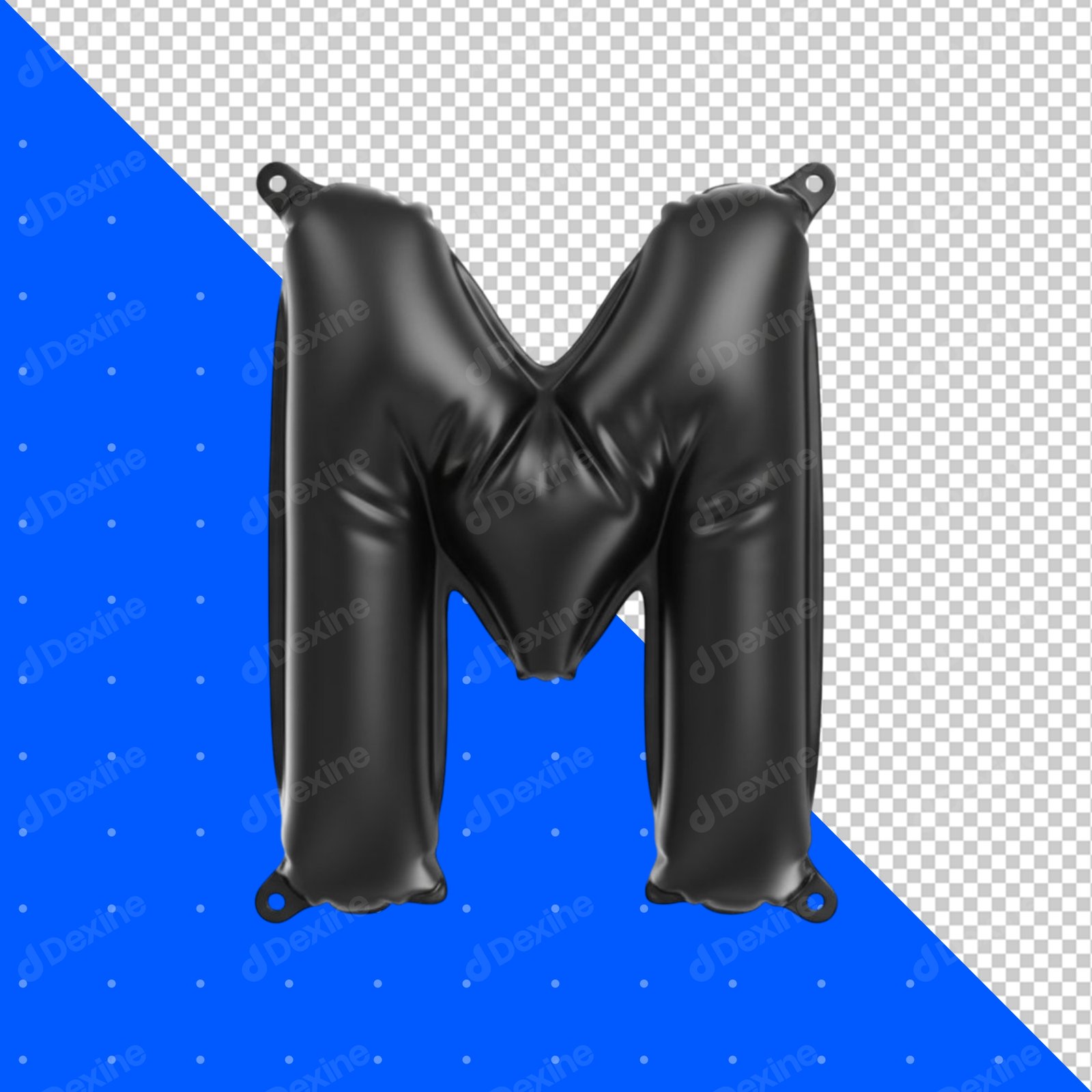 Black Inflatable Balloon Letter M Transparent PNG For Party Design