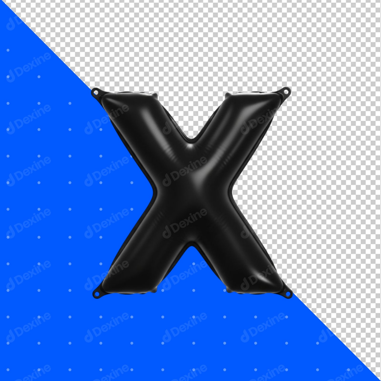 Black Inflatable Balloon Letter X Transparent PNG Isolated