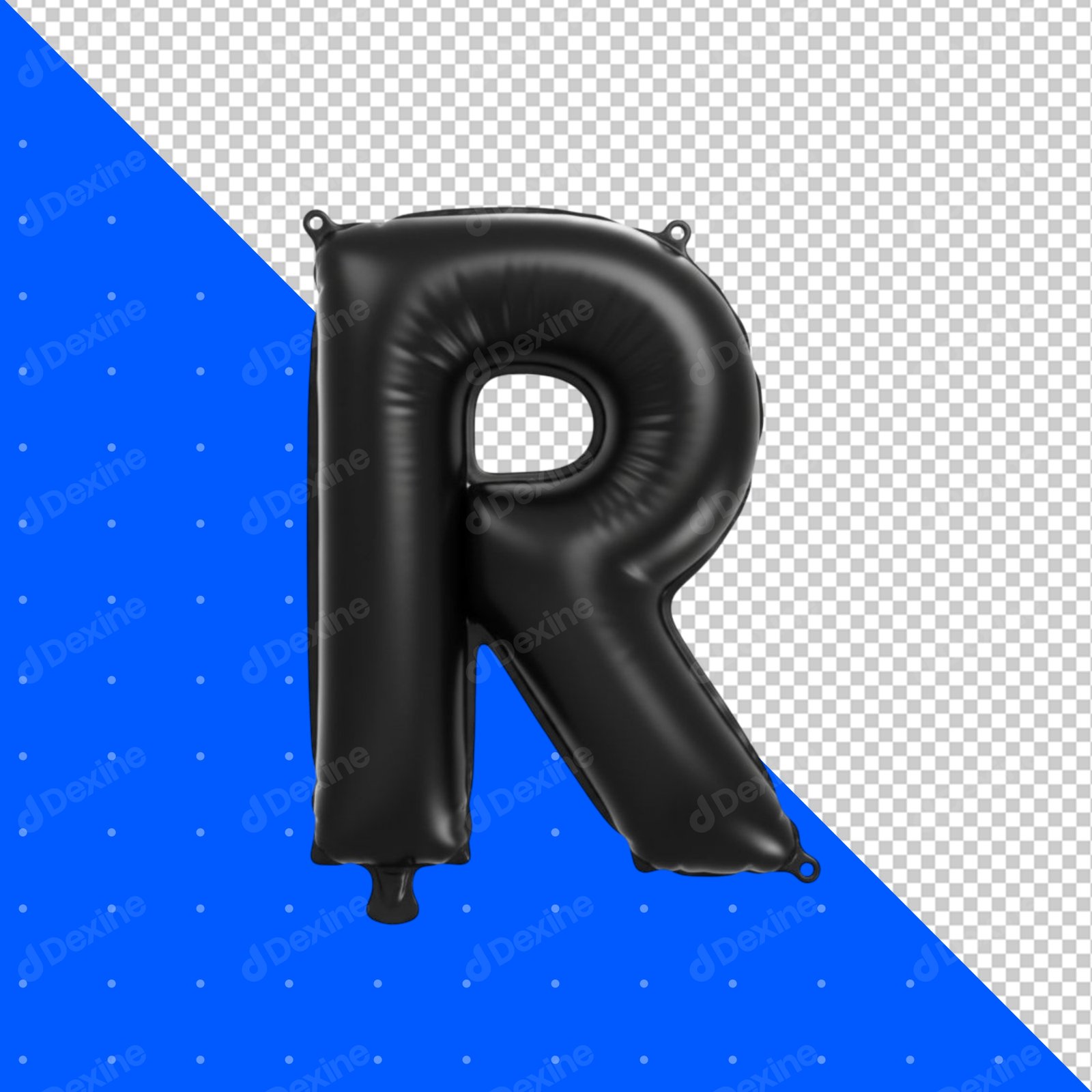 Black Inflatable Letter R Balloon With Transparent Background
