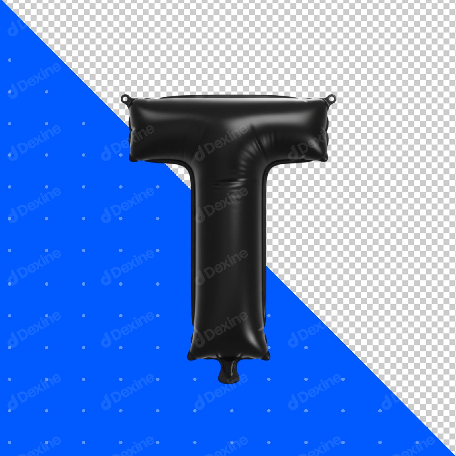 Black Inflatable Letter T Balloon Transparent PNG For Party Design