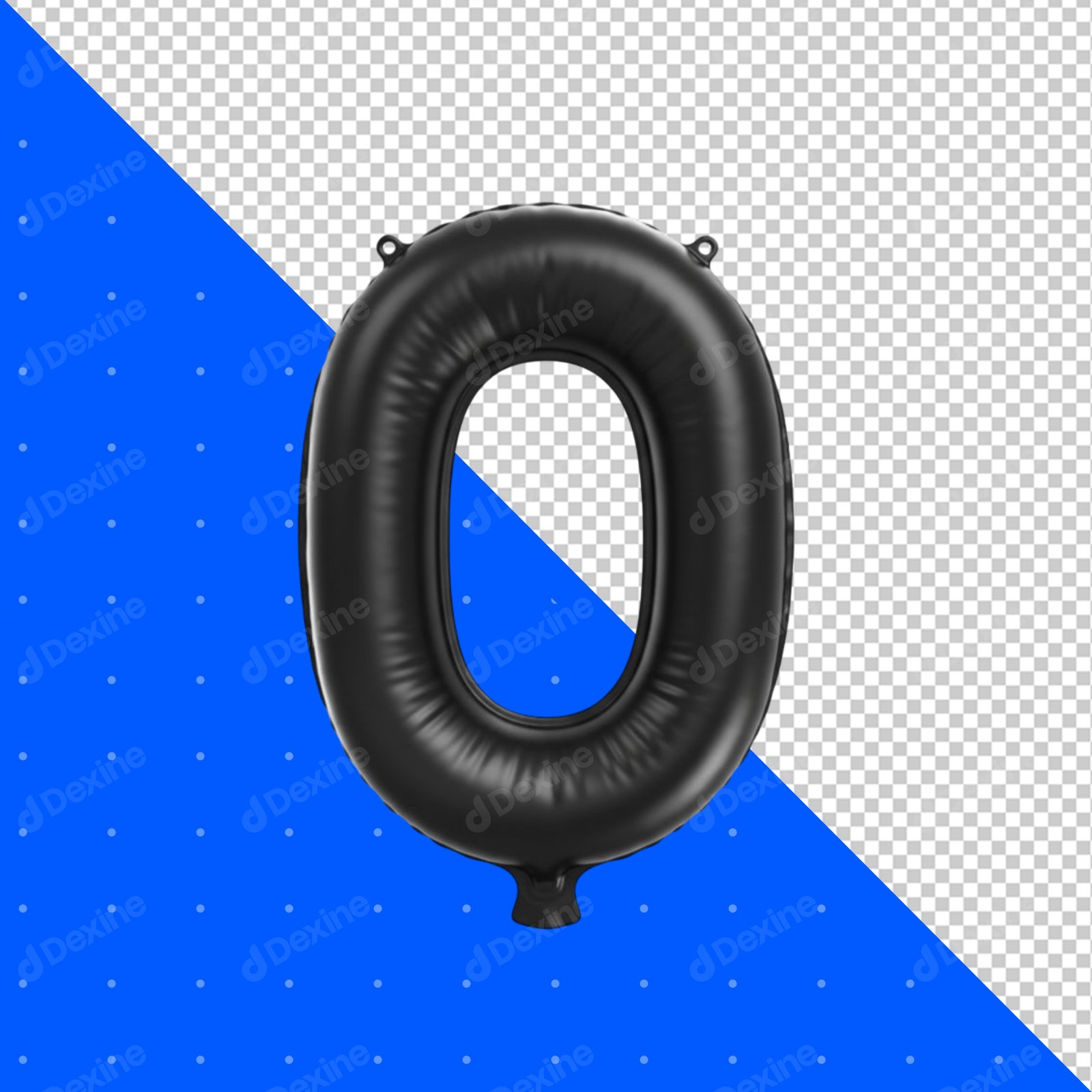 Black Inflatable Number Zero Foil Balloon Isolated Transparent PNG