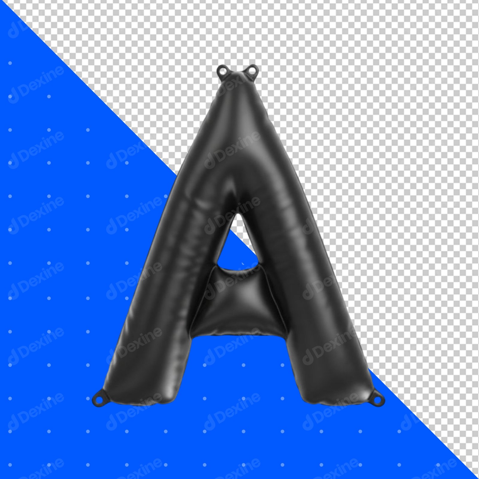Black Letter A Inflatable Balloon Isolated On Transparent Background