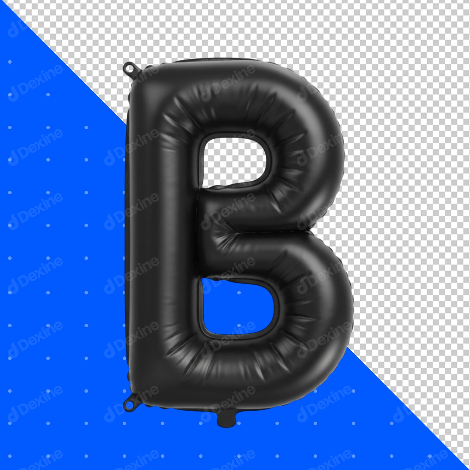 Black Letter B Foil Balloon Isolated On Transparent Background PNG