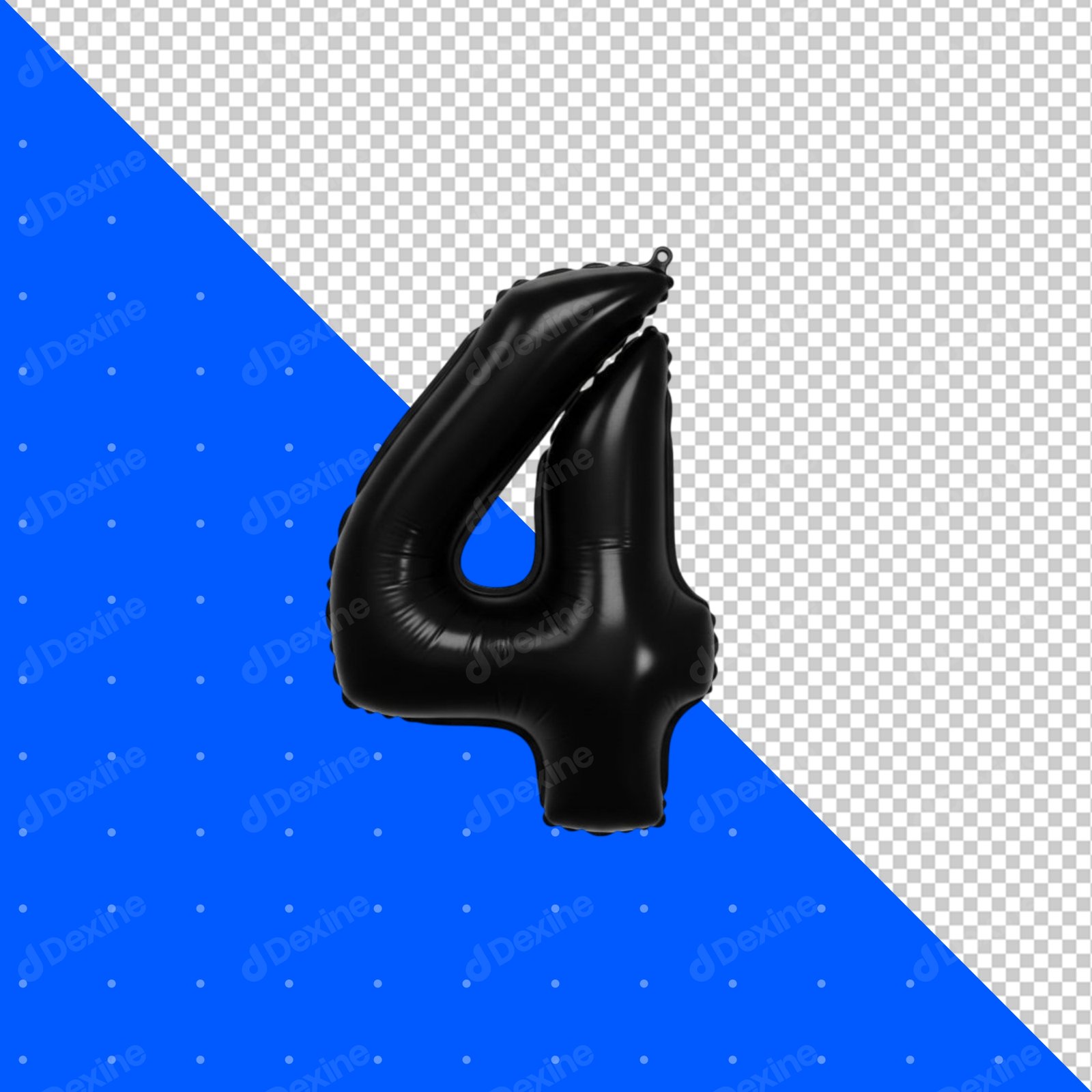 Black Number Four Foil Balloon Transparent PNG Isolated