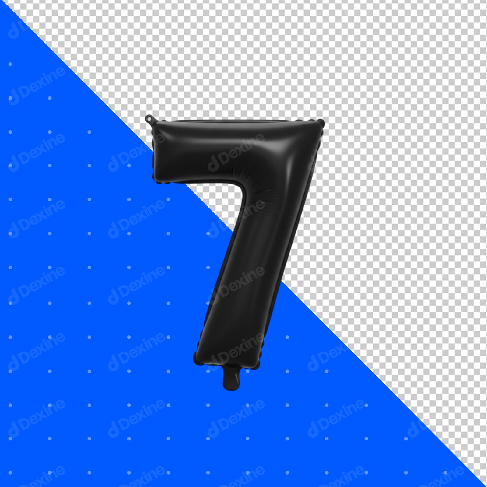 Black Number Seven Foil Balloon Transparent PNG Cutout Element