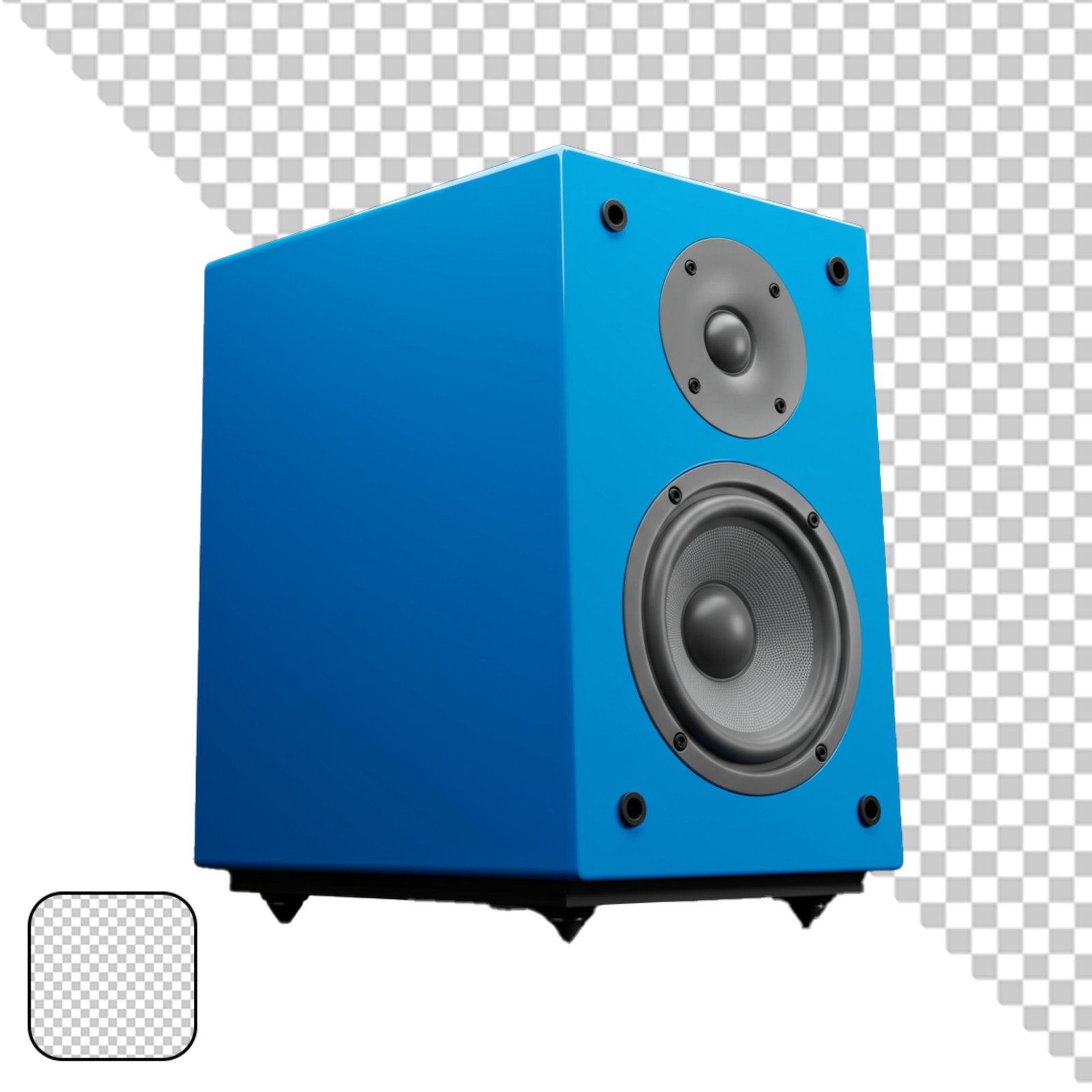 Blue Bookshelf Speaker With Transparent Background For Audio Design