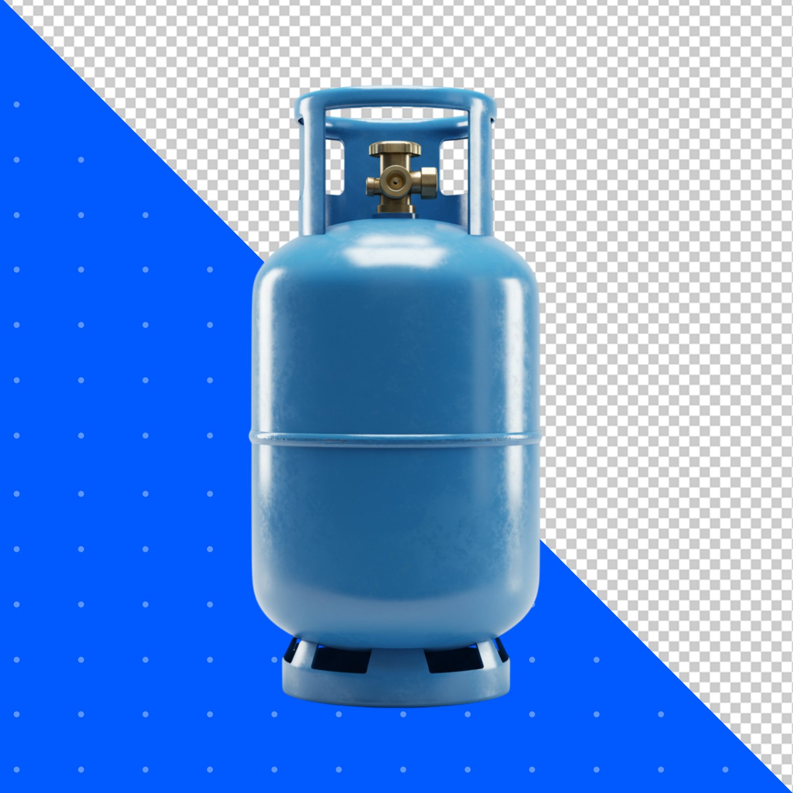 Blue Gas Cylinder Transparent PNG Isolated Cutout For Design