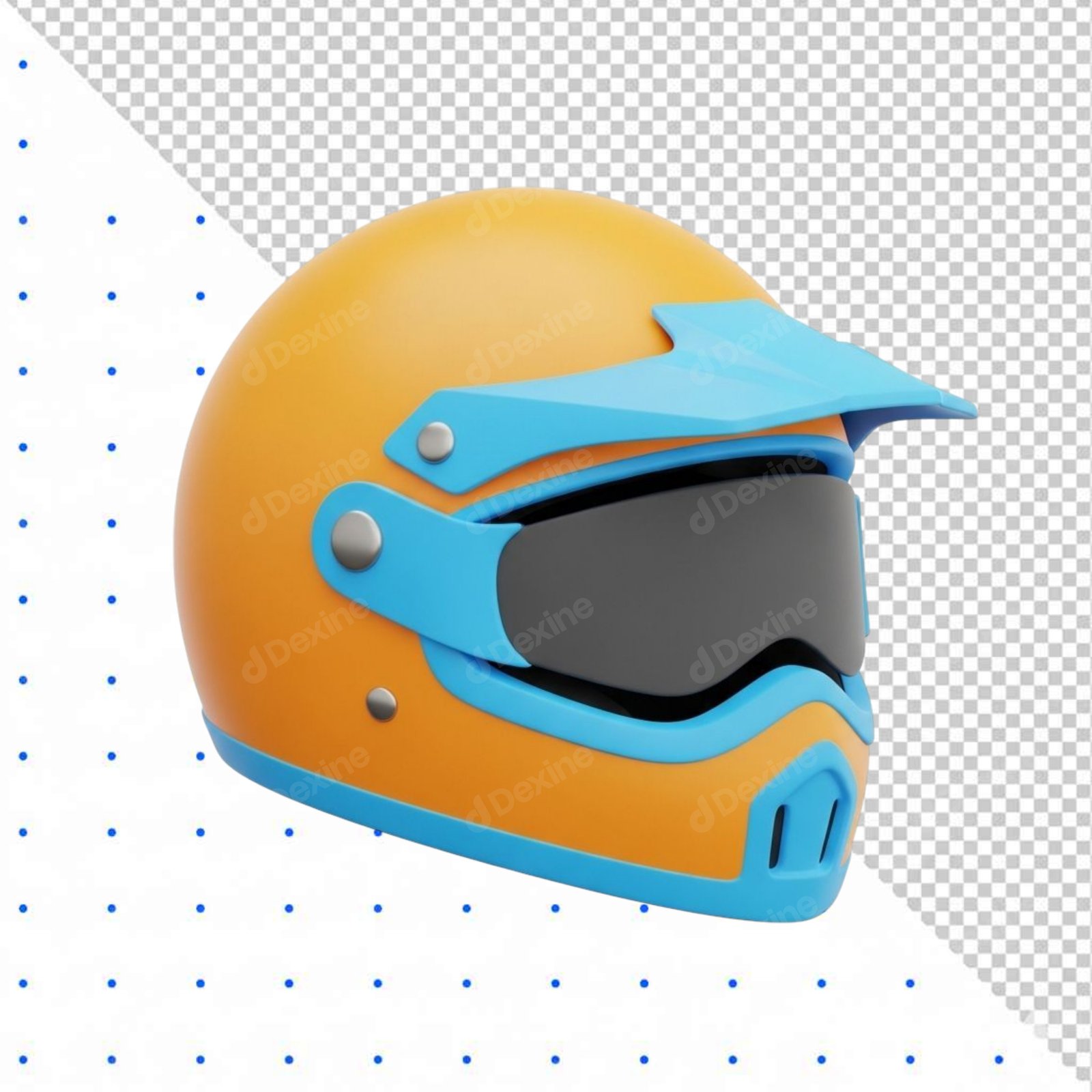 Bright 3D Motocross Helmet PNG Cutout Isolated On Transparent Background