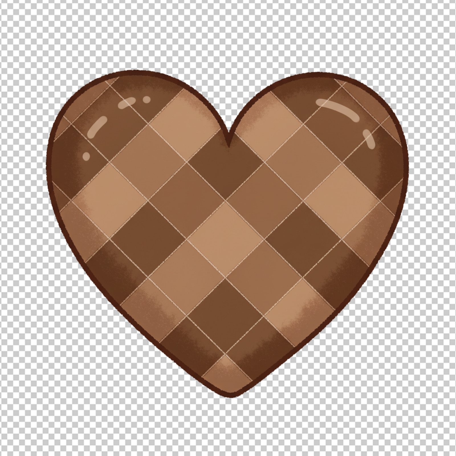 Brown Checkered Heart PNG For Love And Cozy Designs