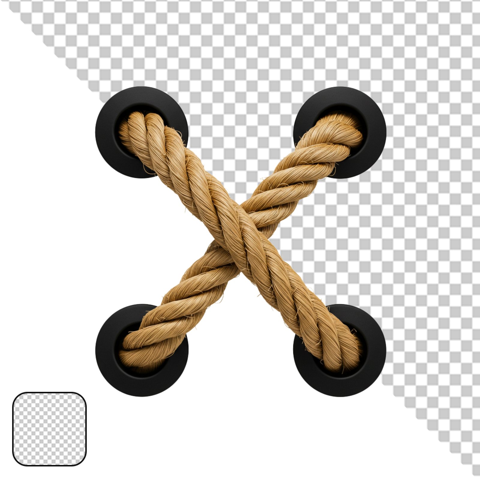 Brown Rope Lacing X Shape With Black Eyelets Transparent PNG